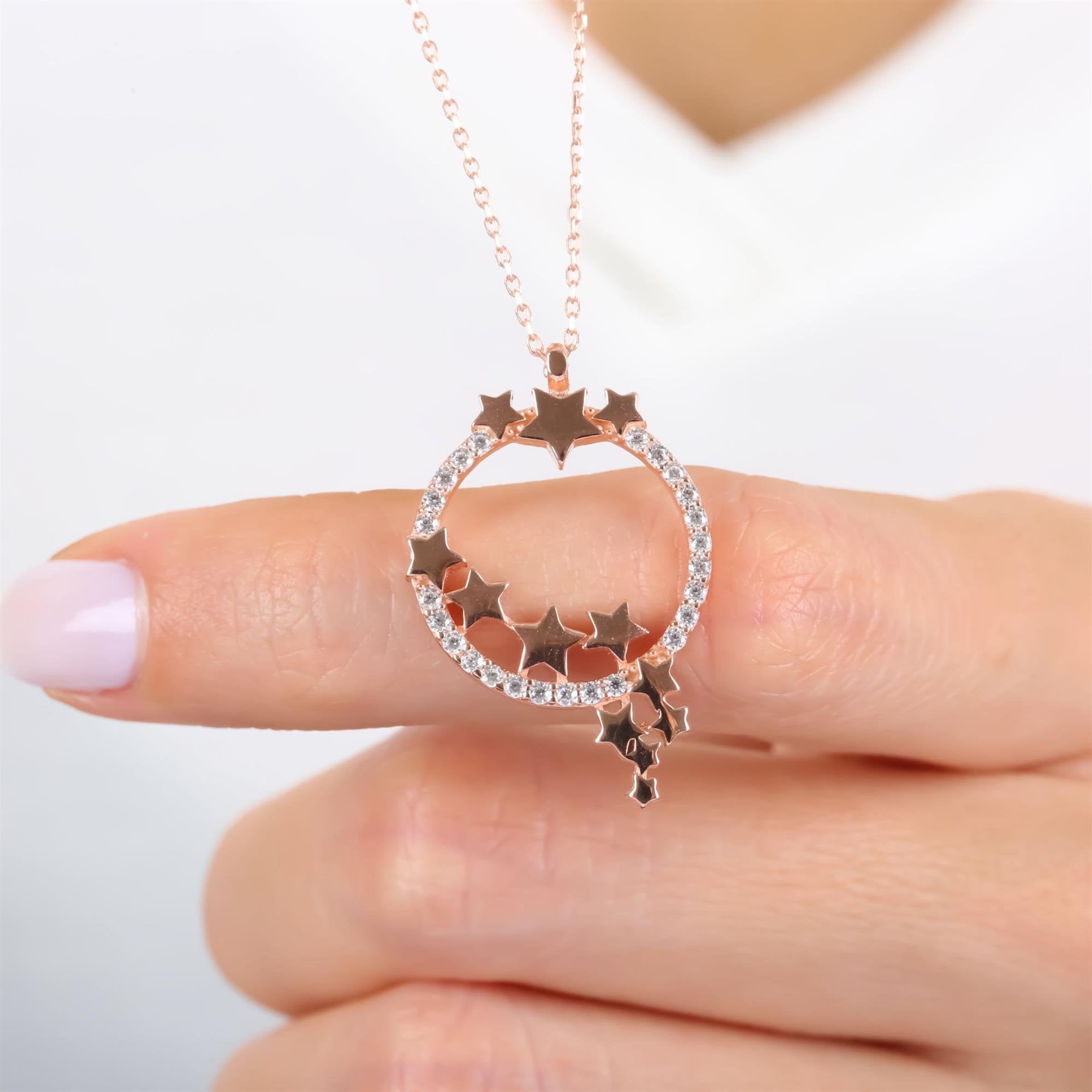 Dainty Starlight Rain Rose Gold Necklace