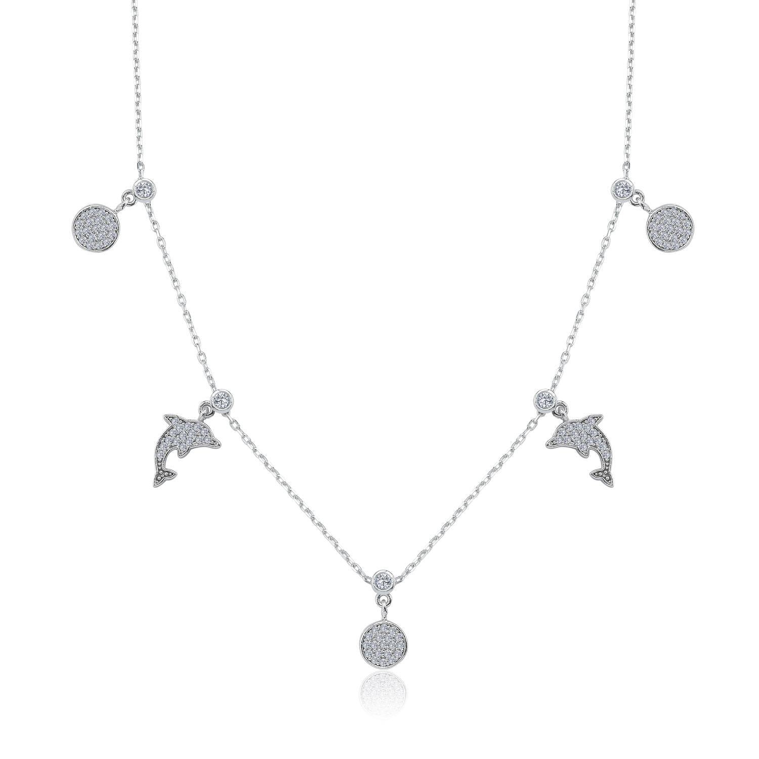 Sparkling Dolphins Choker Silver Necklace