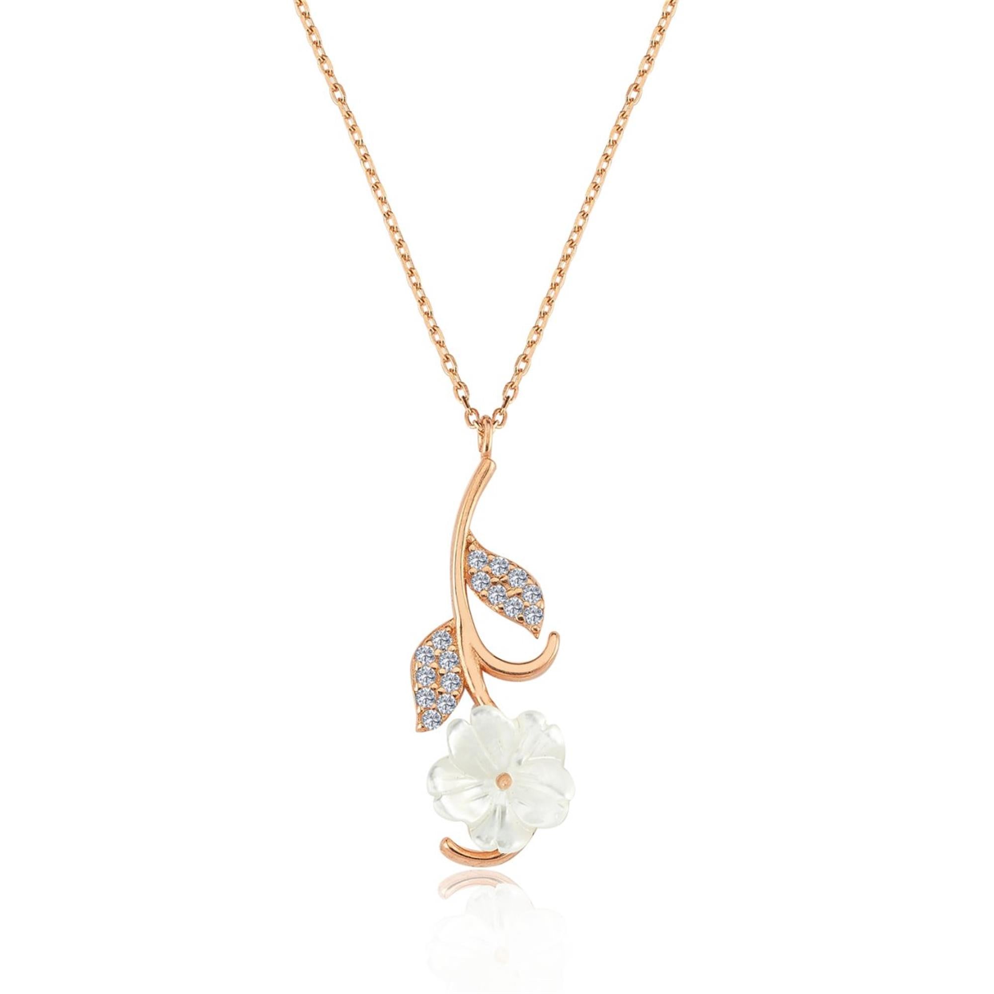 Italian Design Spring Branch Blossom Rose Gold Necklace
