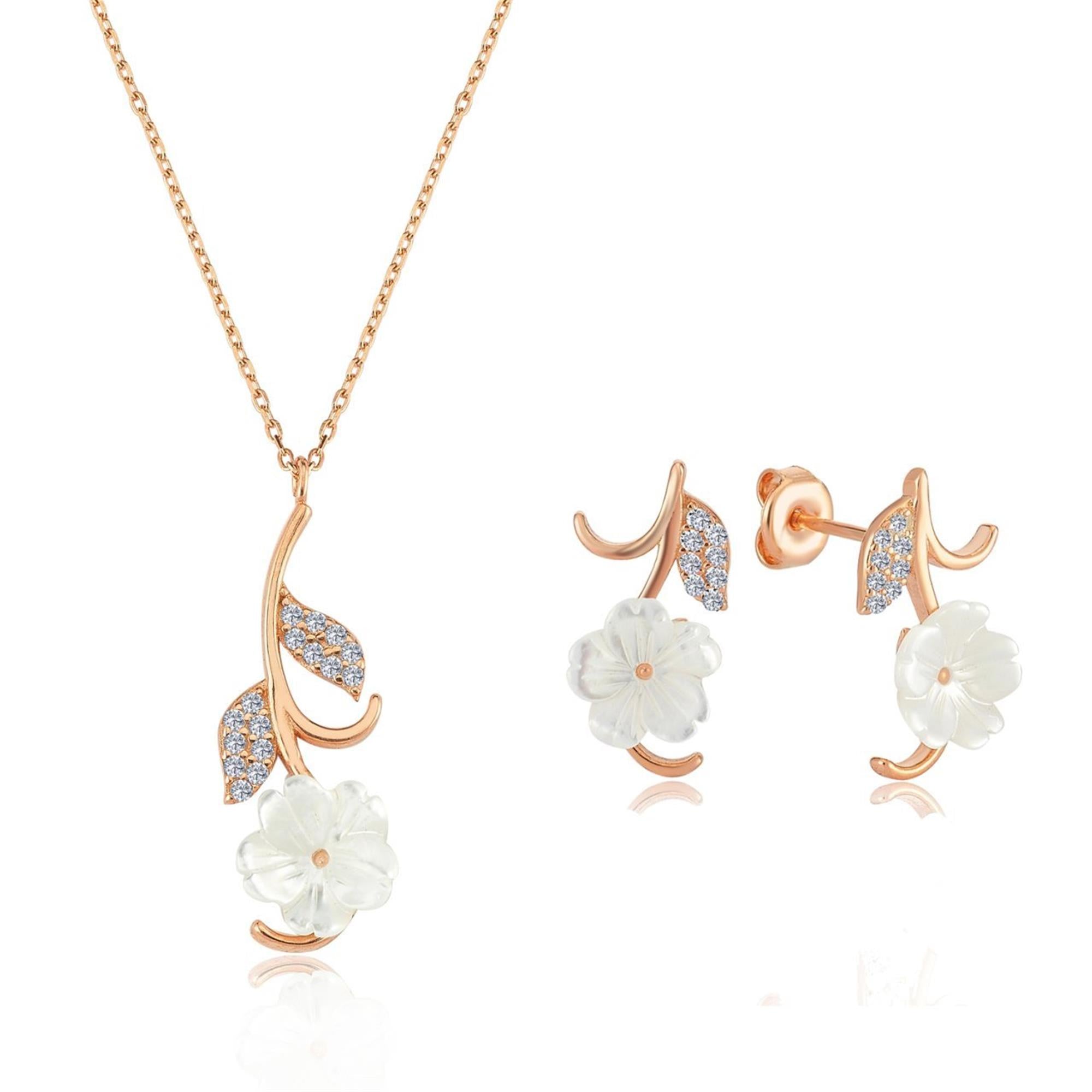 Italian Design Spring Branch Rose Gold Jewelry Set