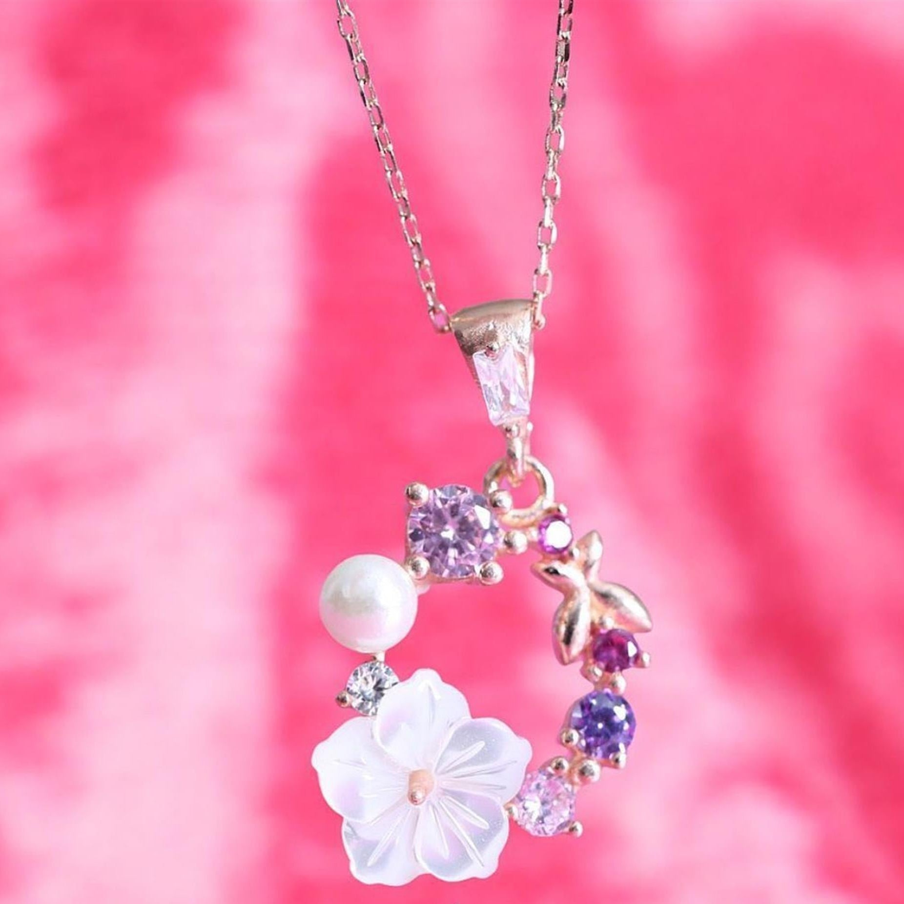 Italian Design Delicate Flower Rose Gold Necklace