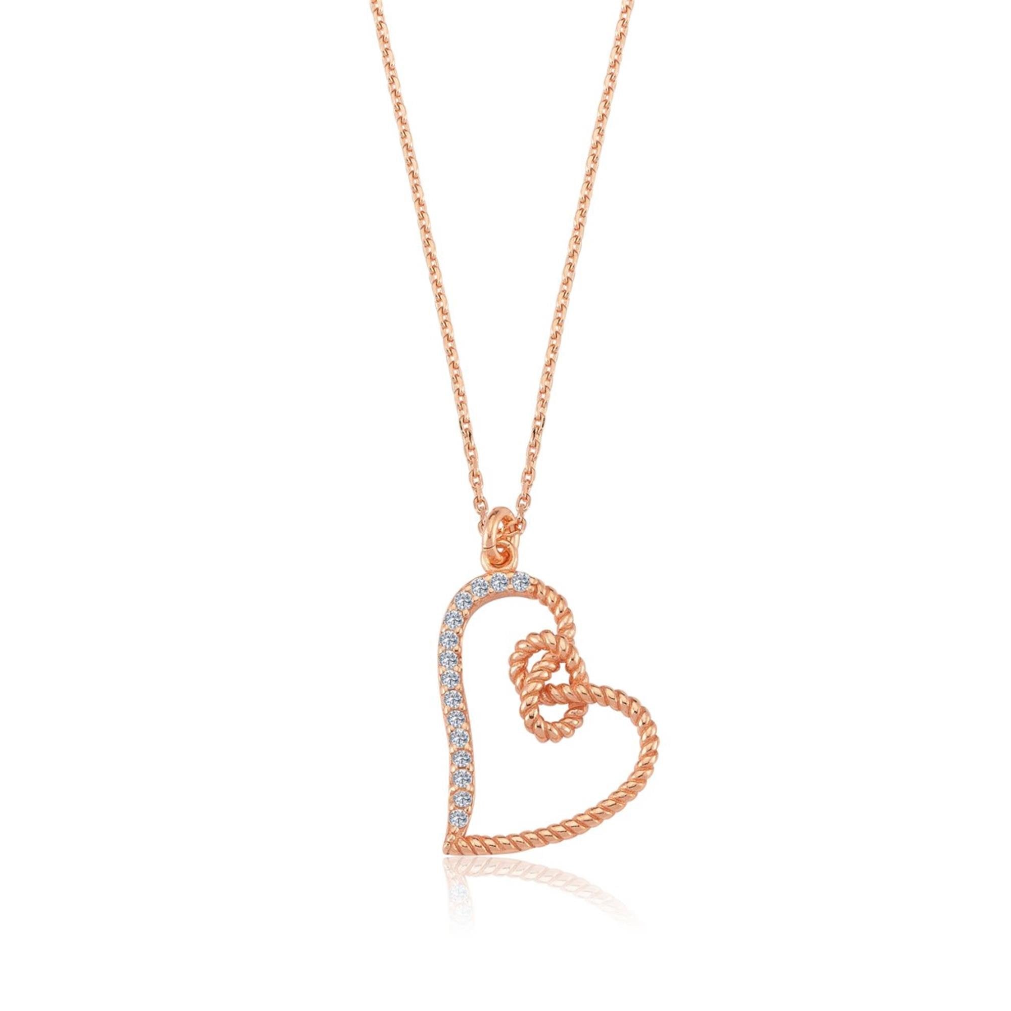 Heart Knot Love Rose Gold Necklace