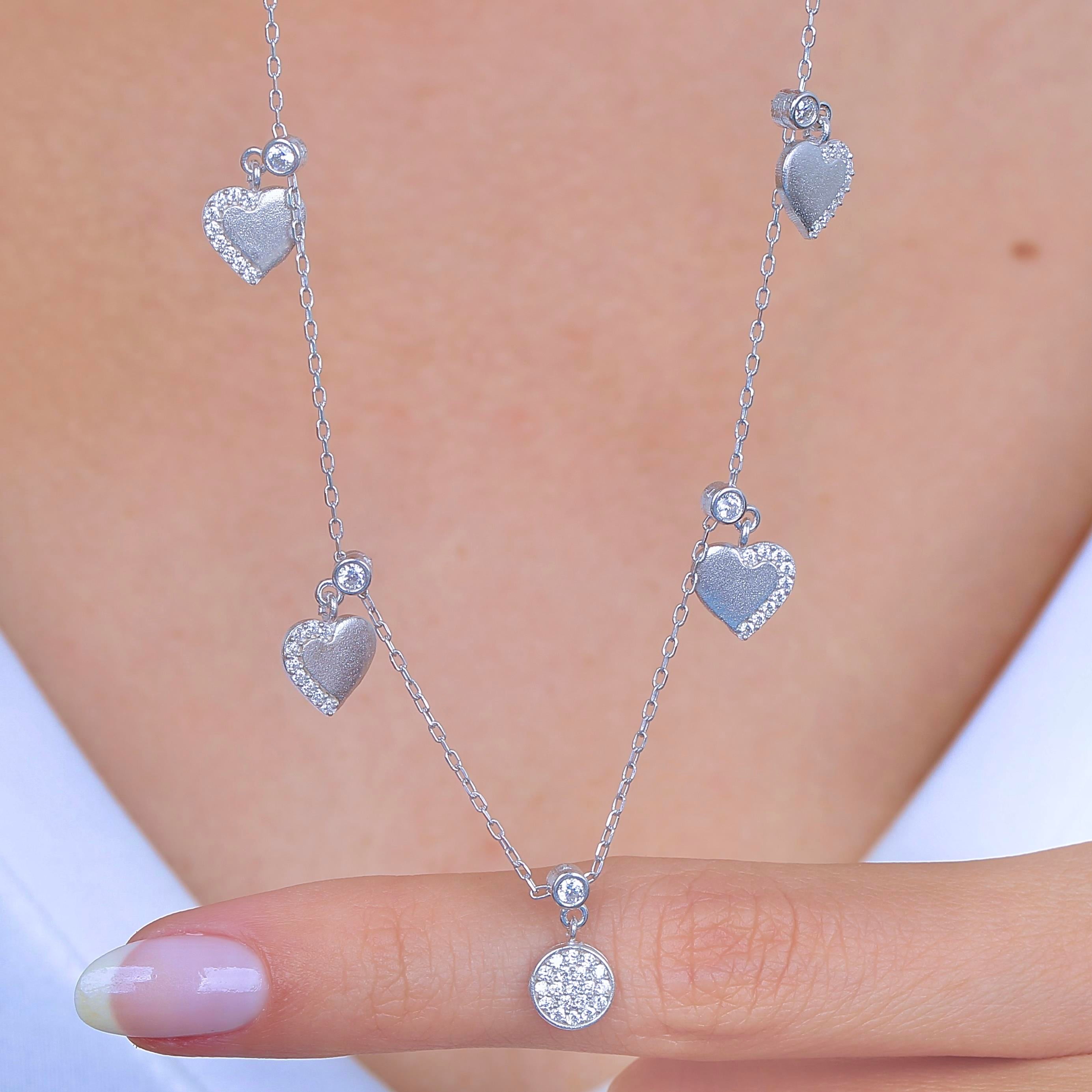 925 Sterling Silver Heart Choker Necklace