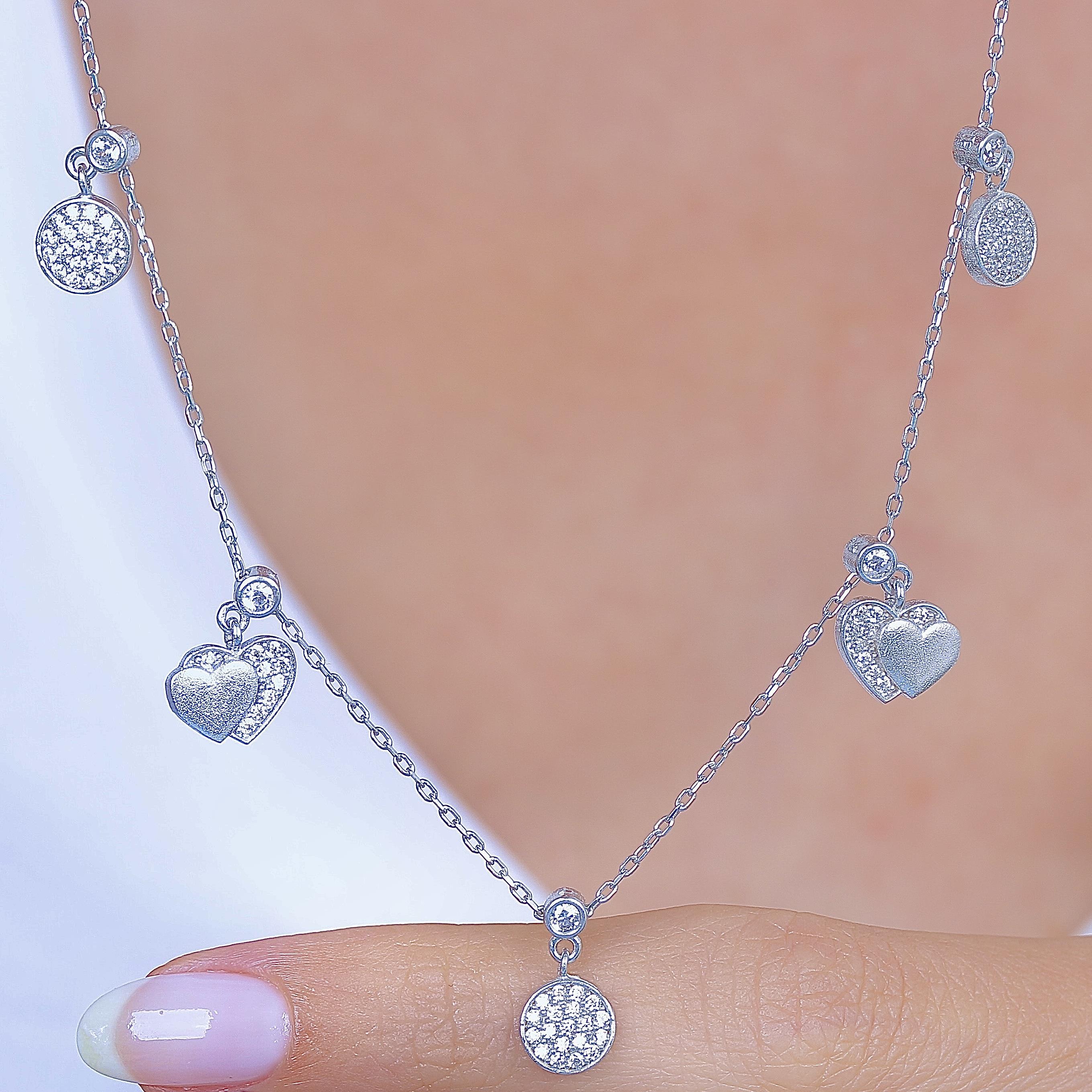 Heart Echo Lucky Silver Choker Necklace