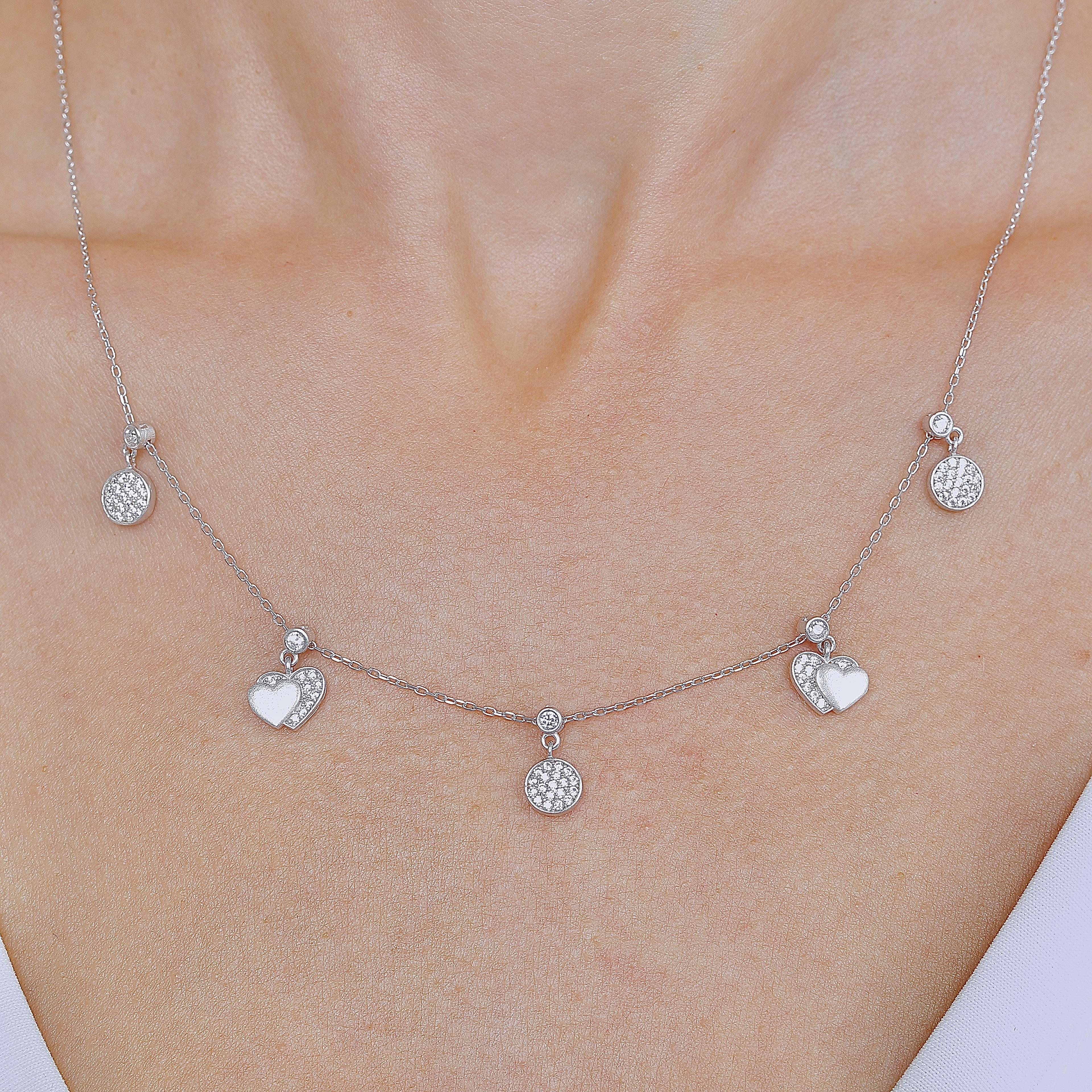 Heart Echo Lucky Silver Choker Necklace