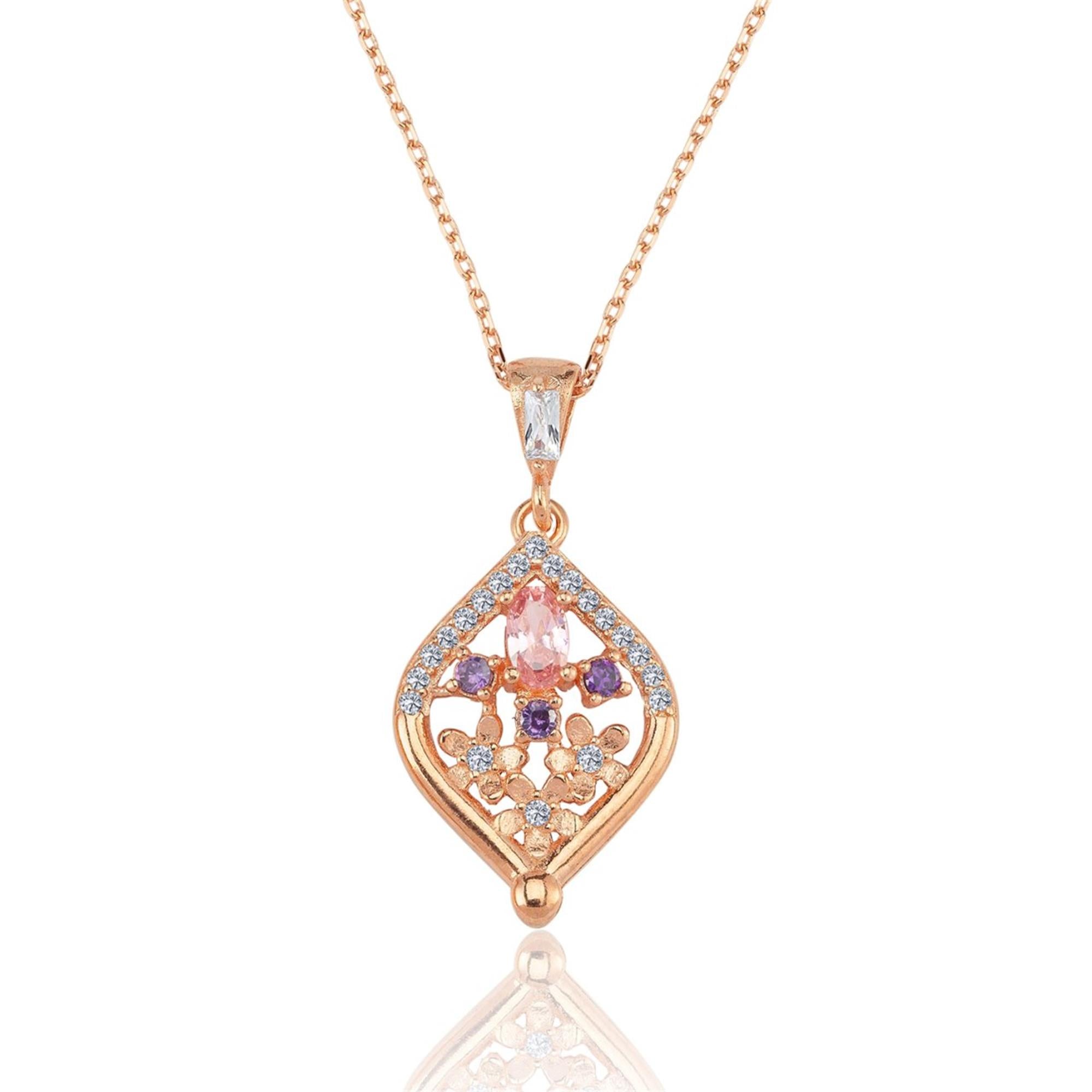 Palace Garden Drop Rose Gold Necklace