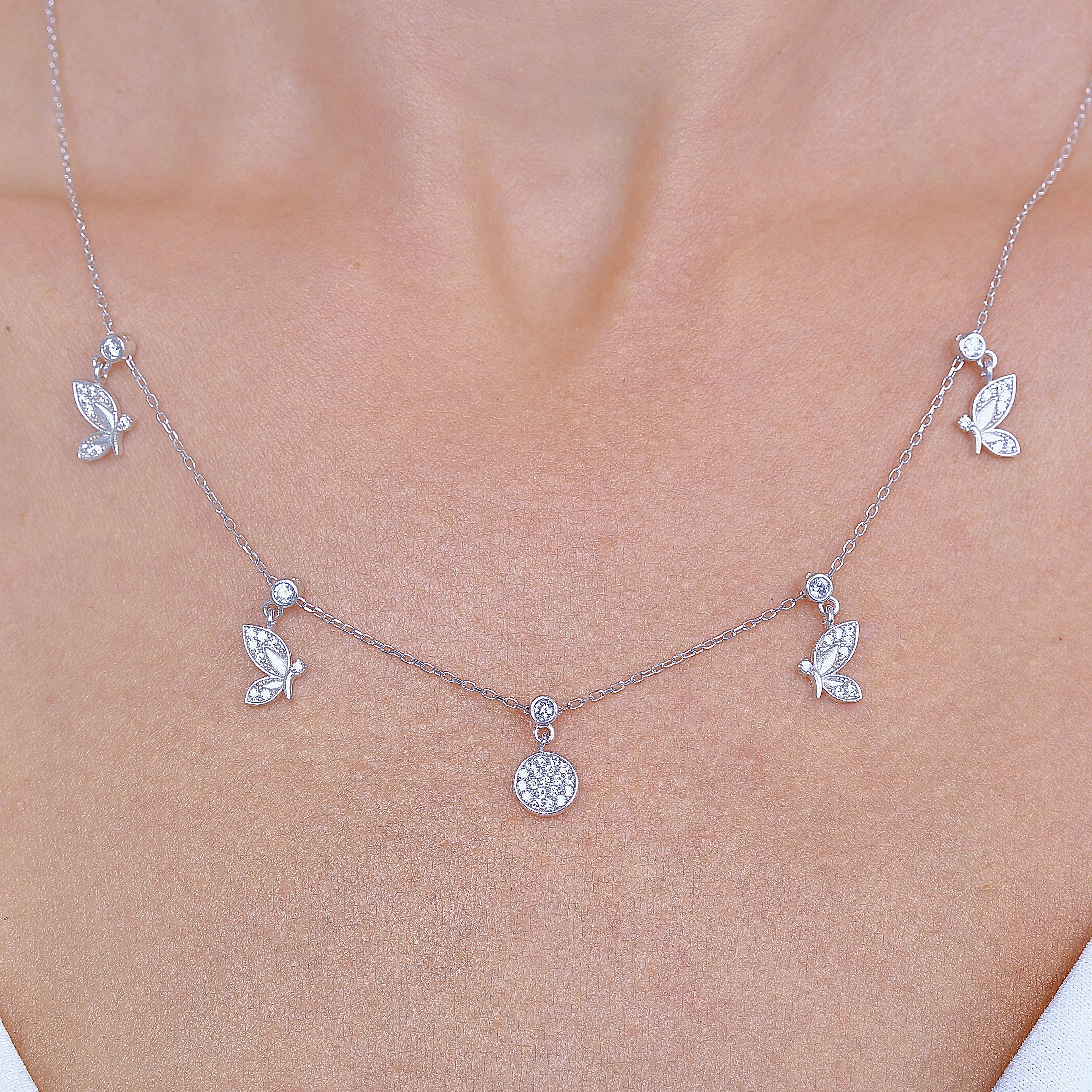 Butterfly Fairy Lucky Choker Silver Necklace