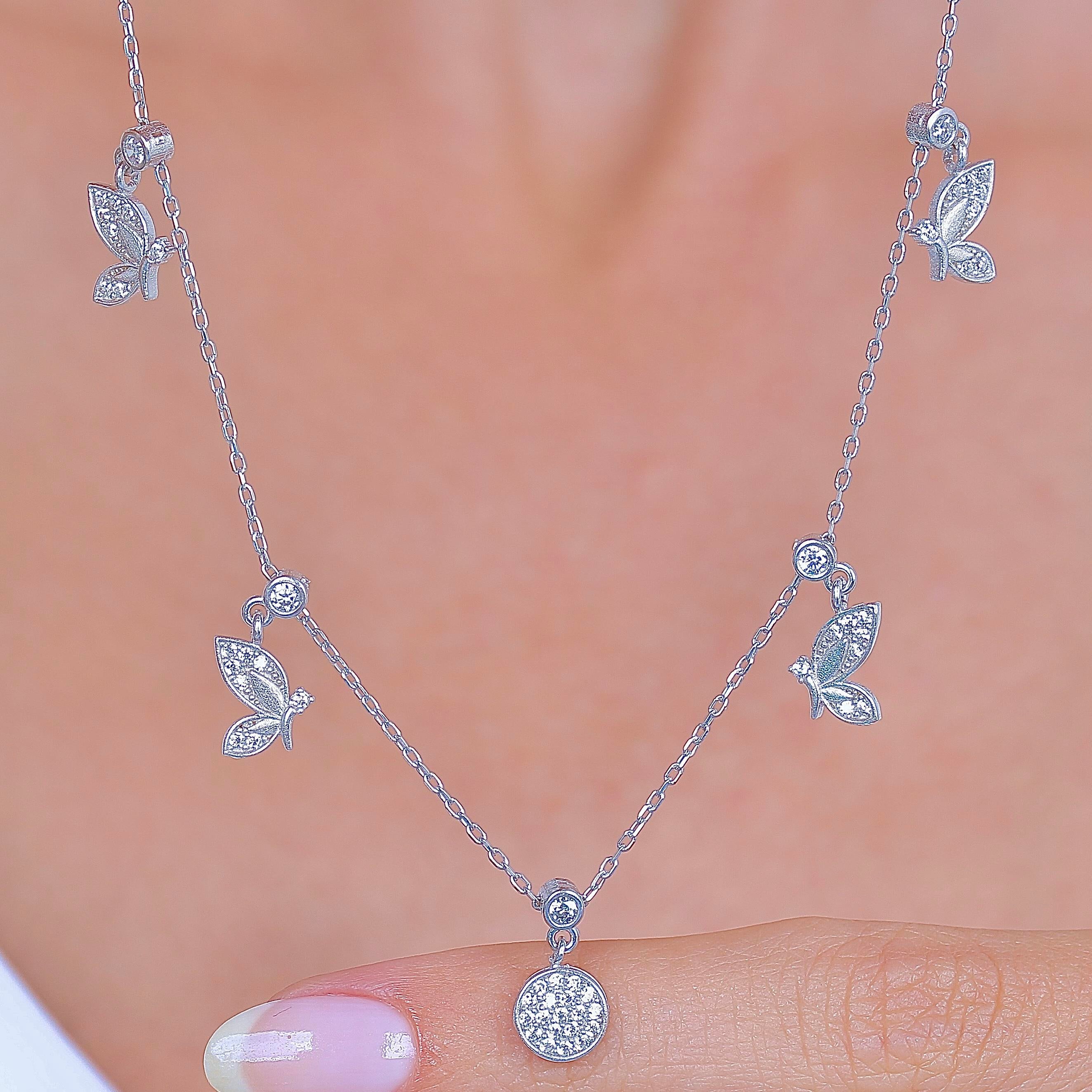 Butterfly Fairy Lucky Choker Silver Necklace