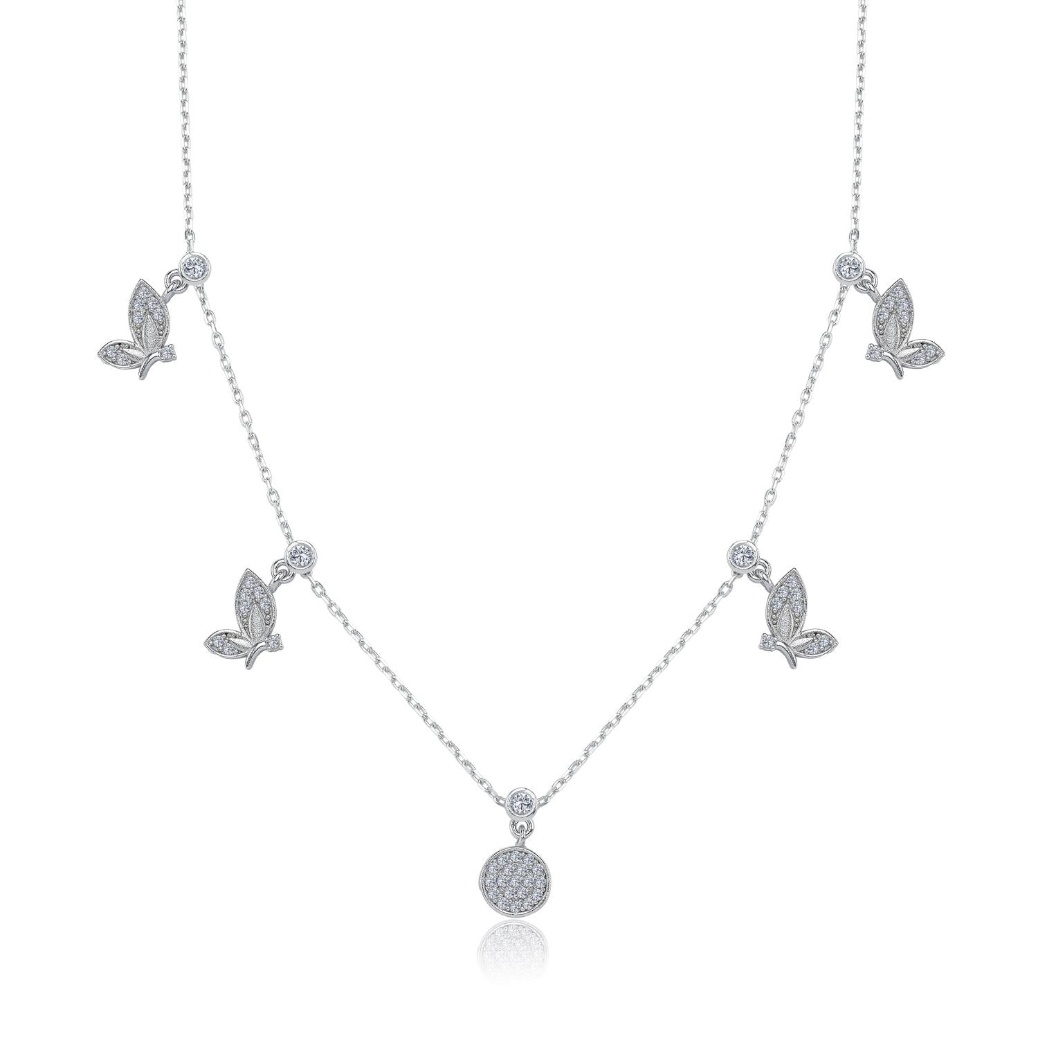 Butterfly Fairy Lucky Choker Silver Necklace