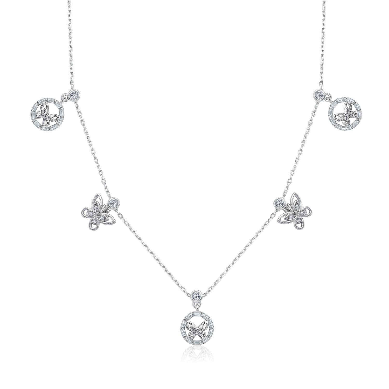 Butterfly Symphony Luck Silver Choker Necklace