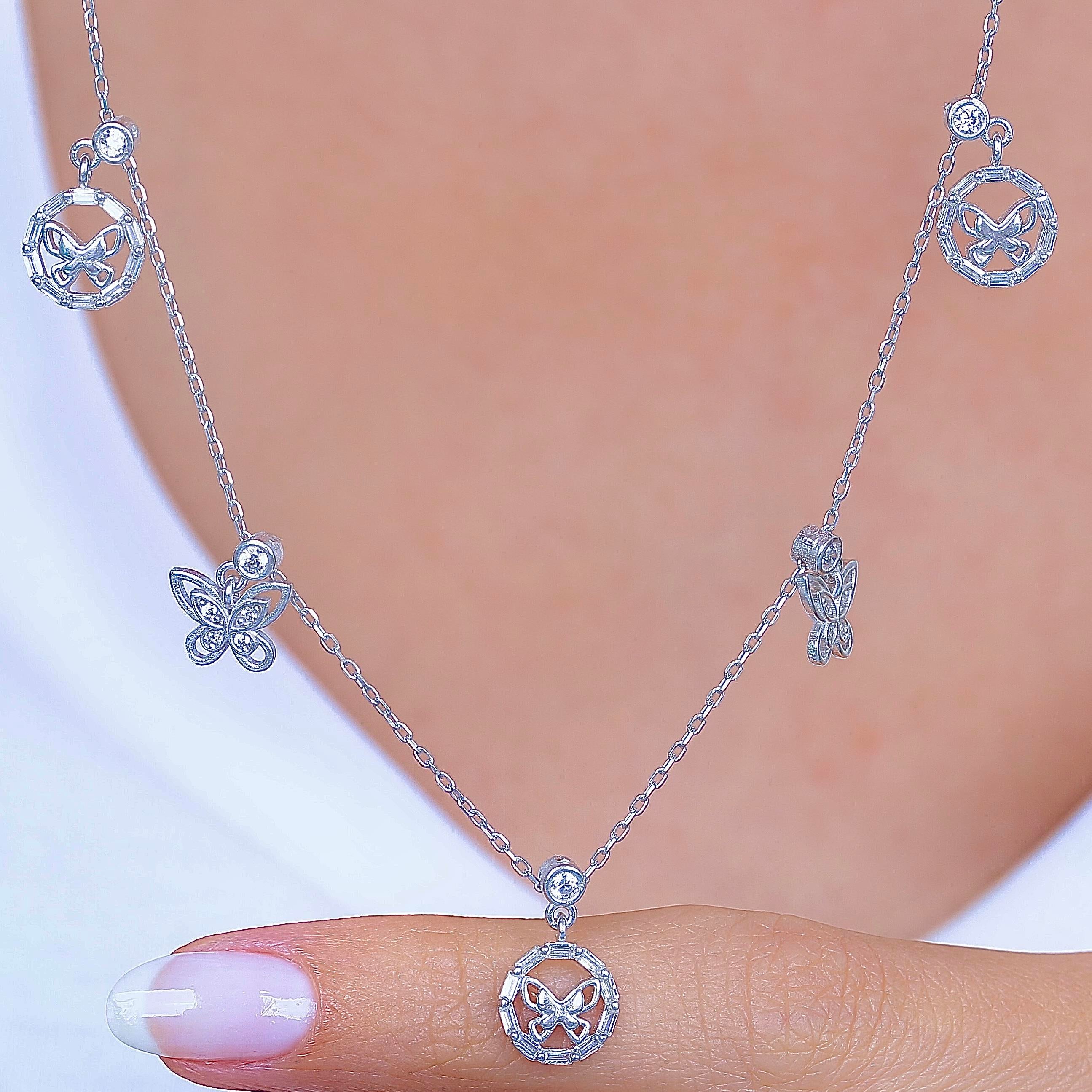 Butterfly Symphony Luck Silver Choker Necklace