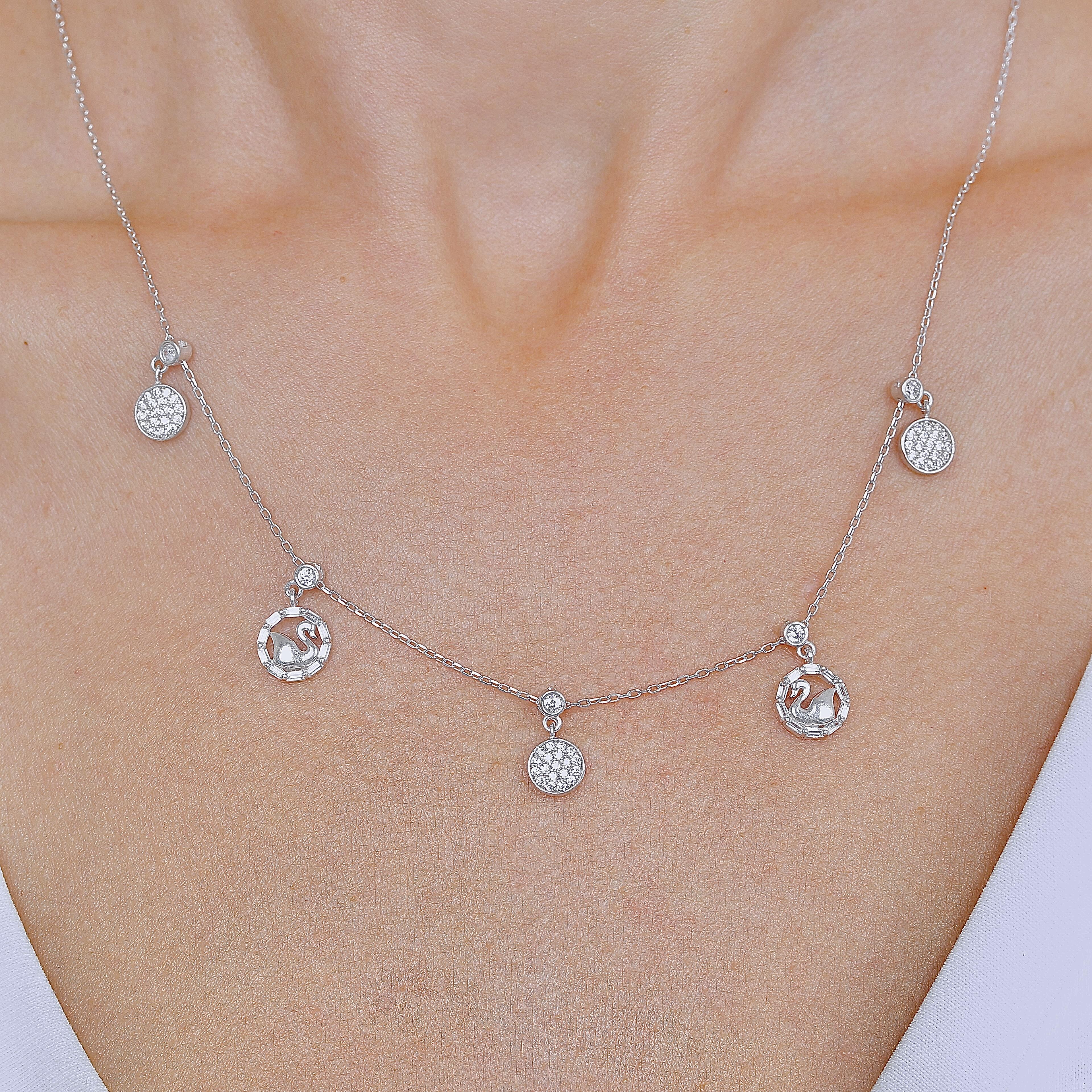 Swans' Dance Lucky Silver Choker Necklace