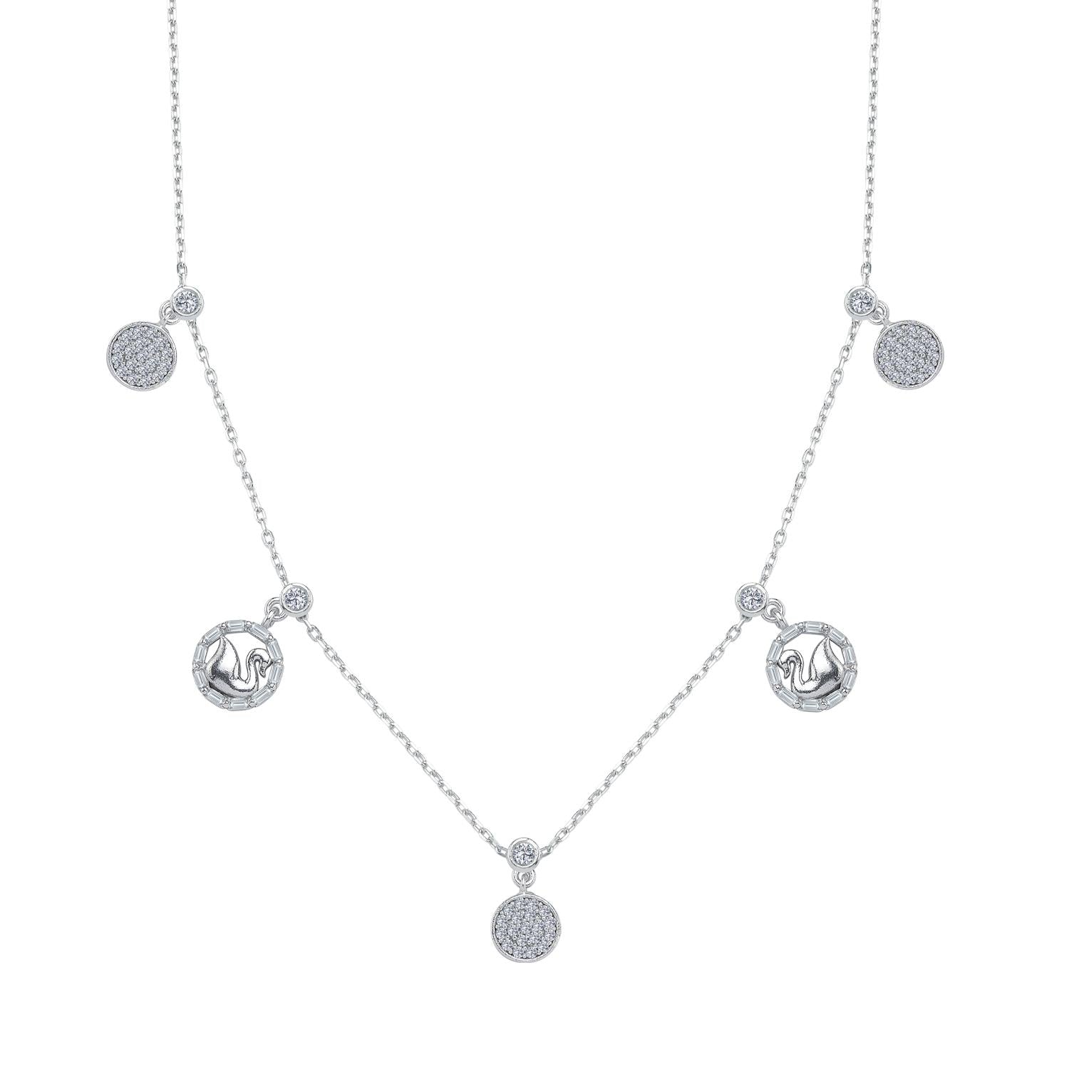 Swans' Dance Lucky Silver Choker Necklace