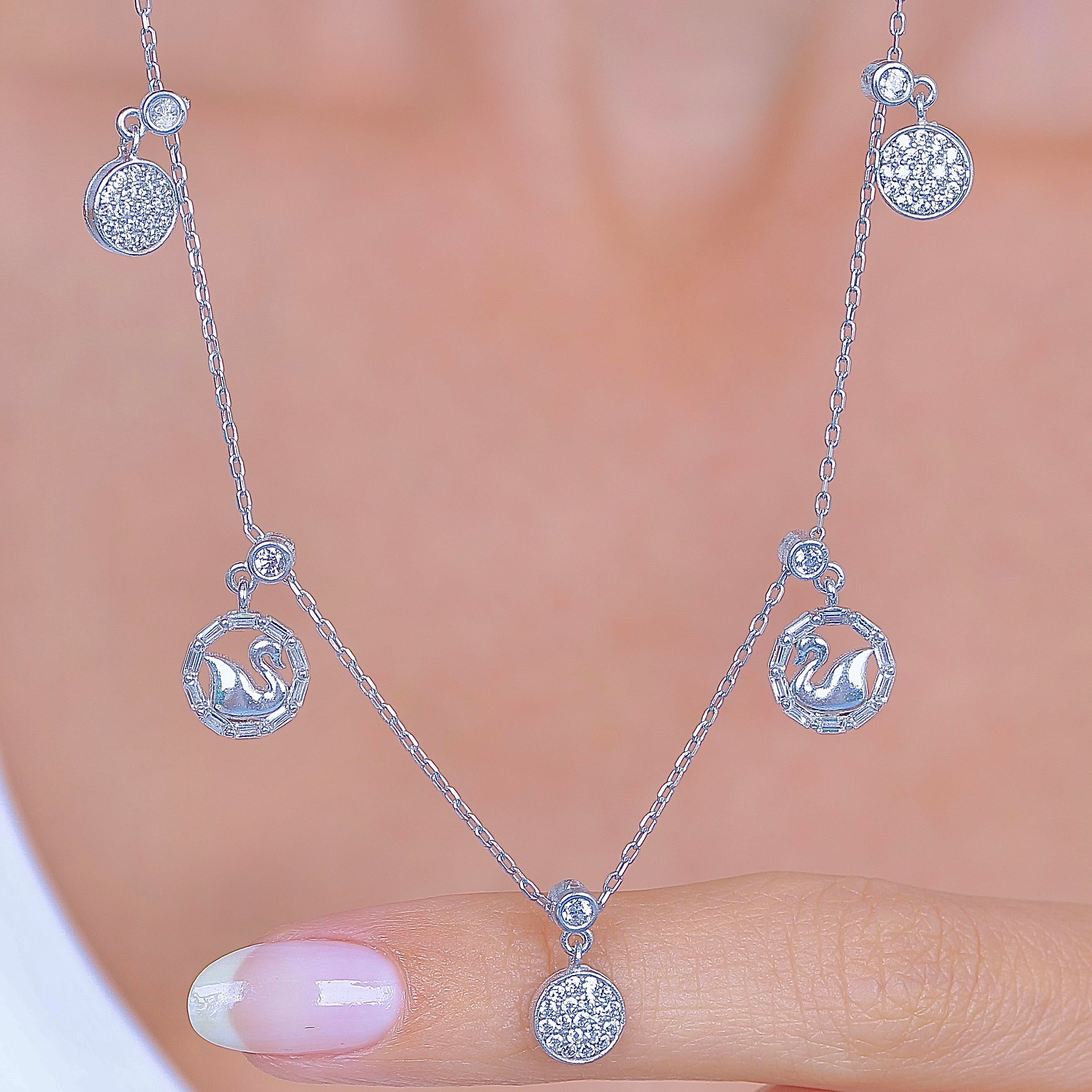 Swans' Dance Lucky Silver Choker Necklace