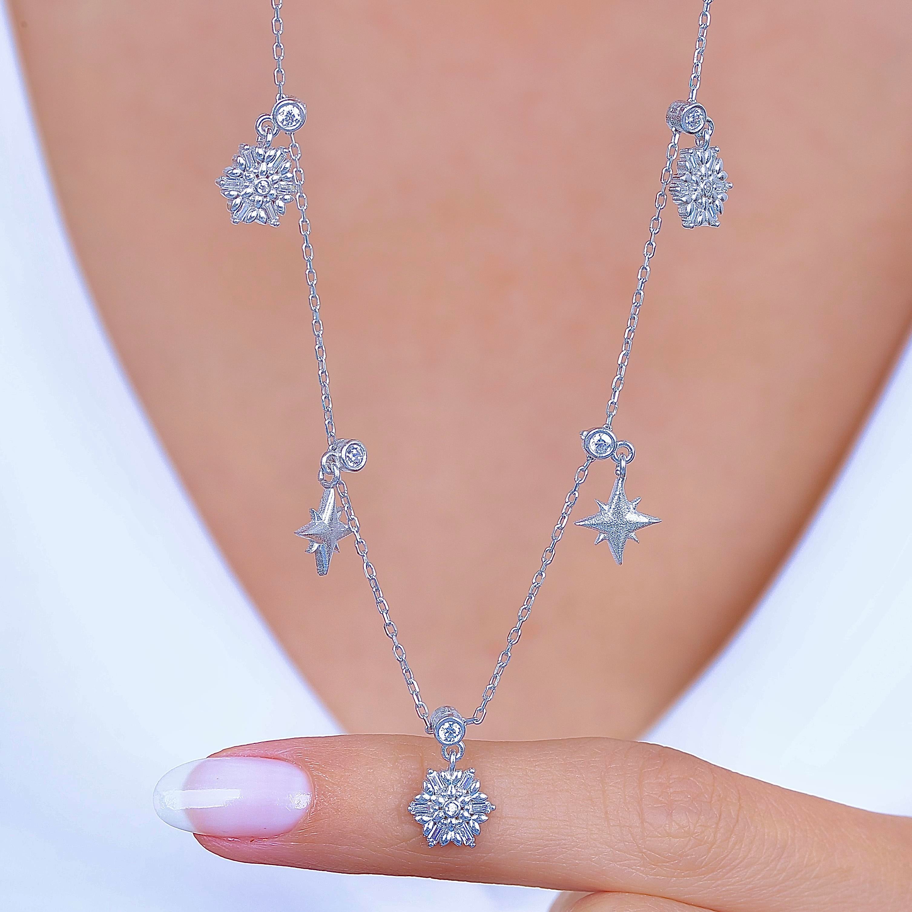 North Crystal Lucky Silver Choker Necklace