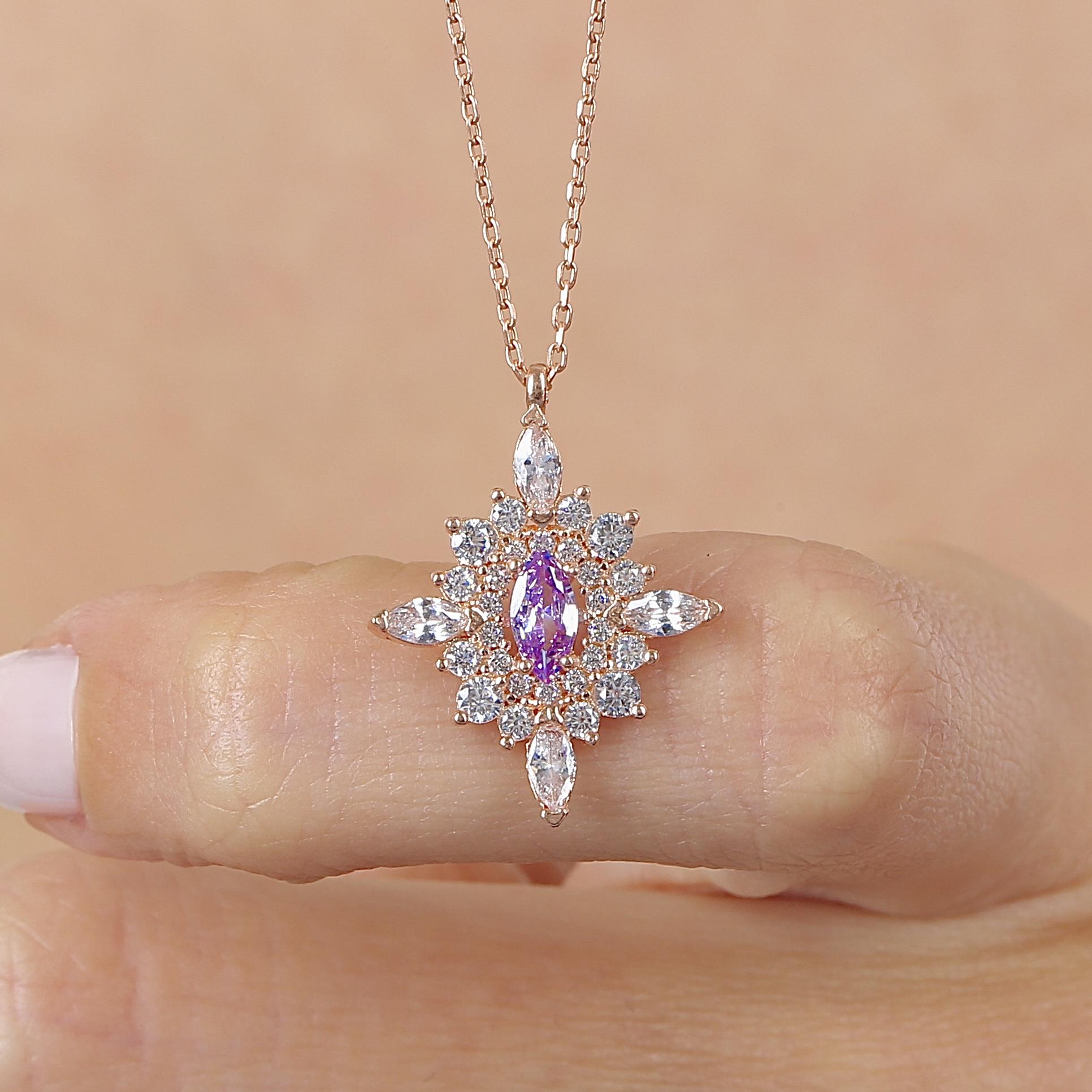 Lilac Stone Dynasty Crest Vintage Silver Necklace