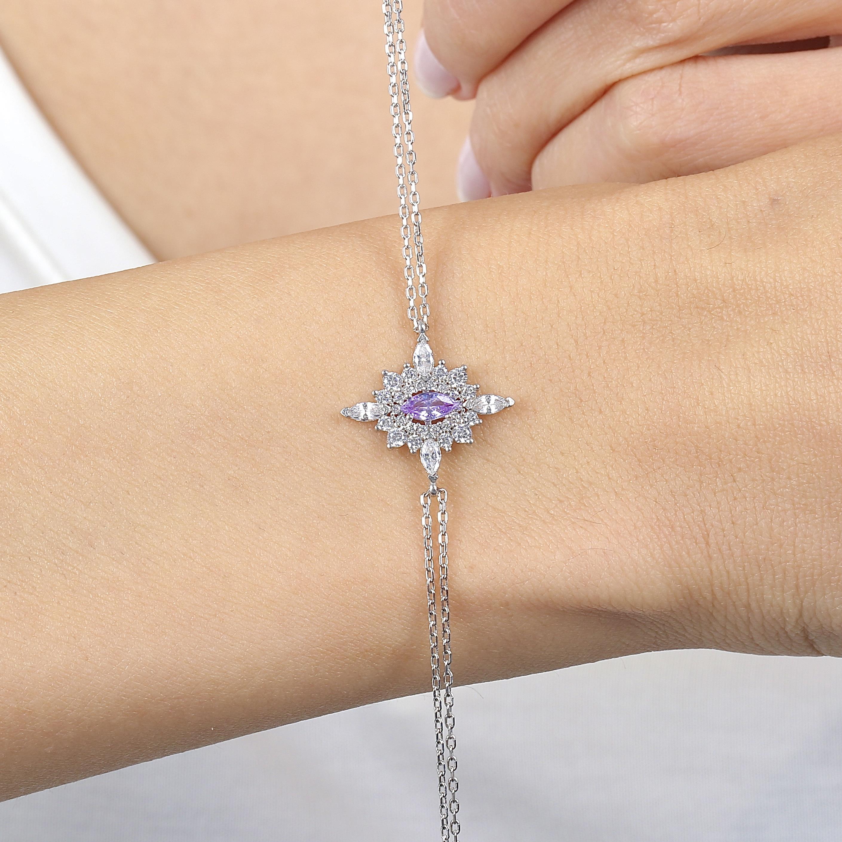 Lilac Royal Insignia Vintage Silver Bracelet
