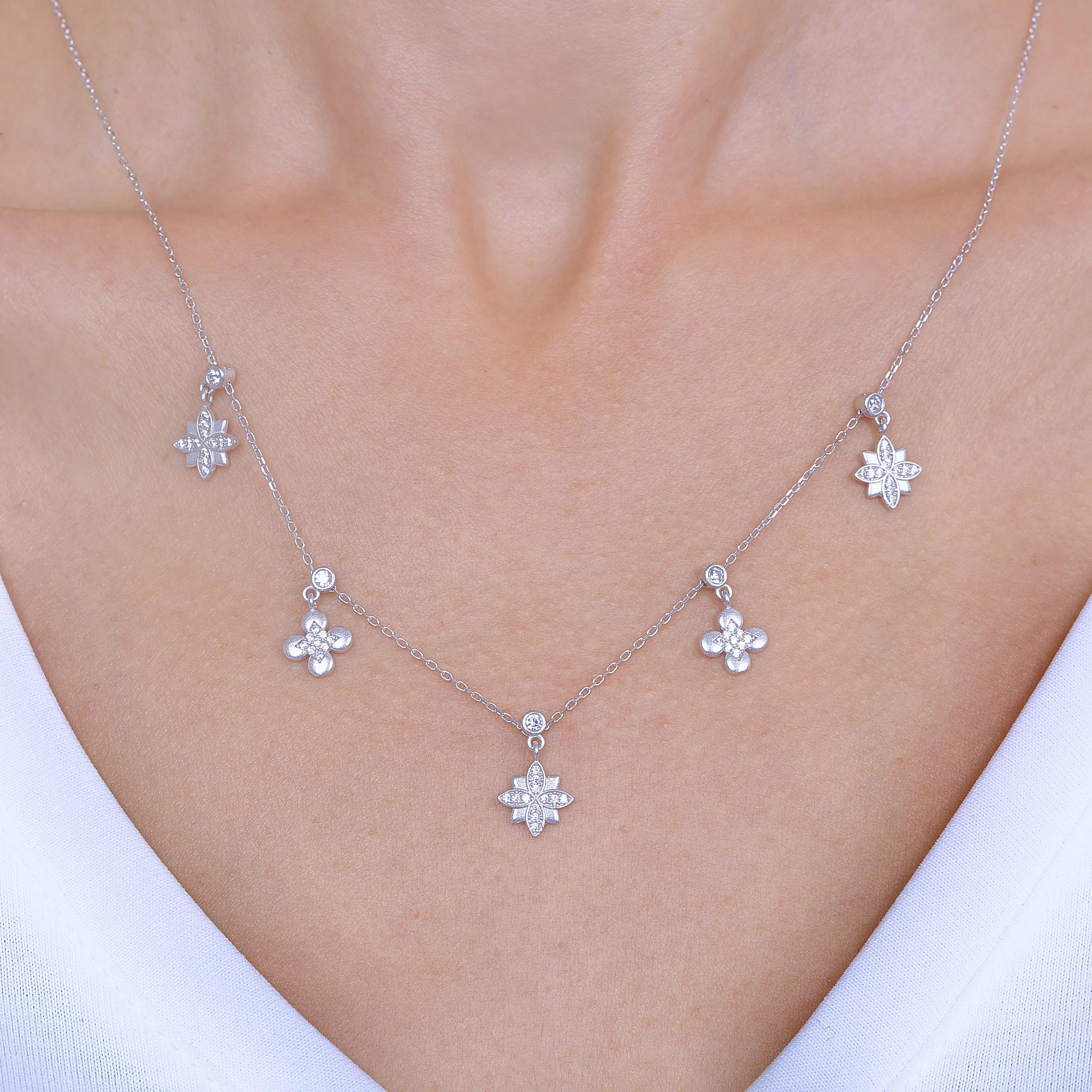 Lotus Bouquet Silver Luck Choker Necklace