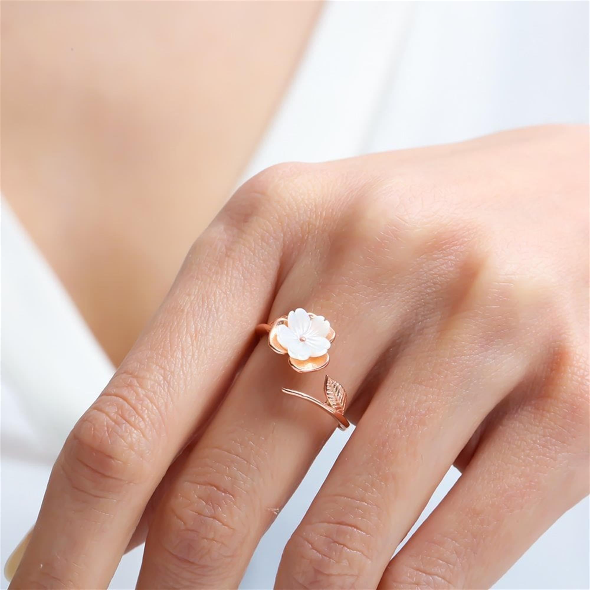 Magnolia Flower Glory Rose Gold Ring