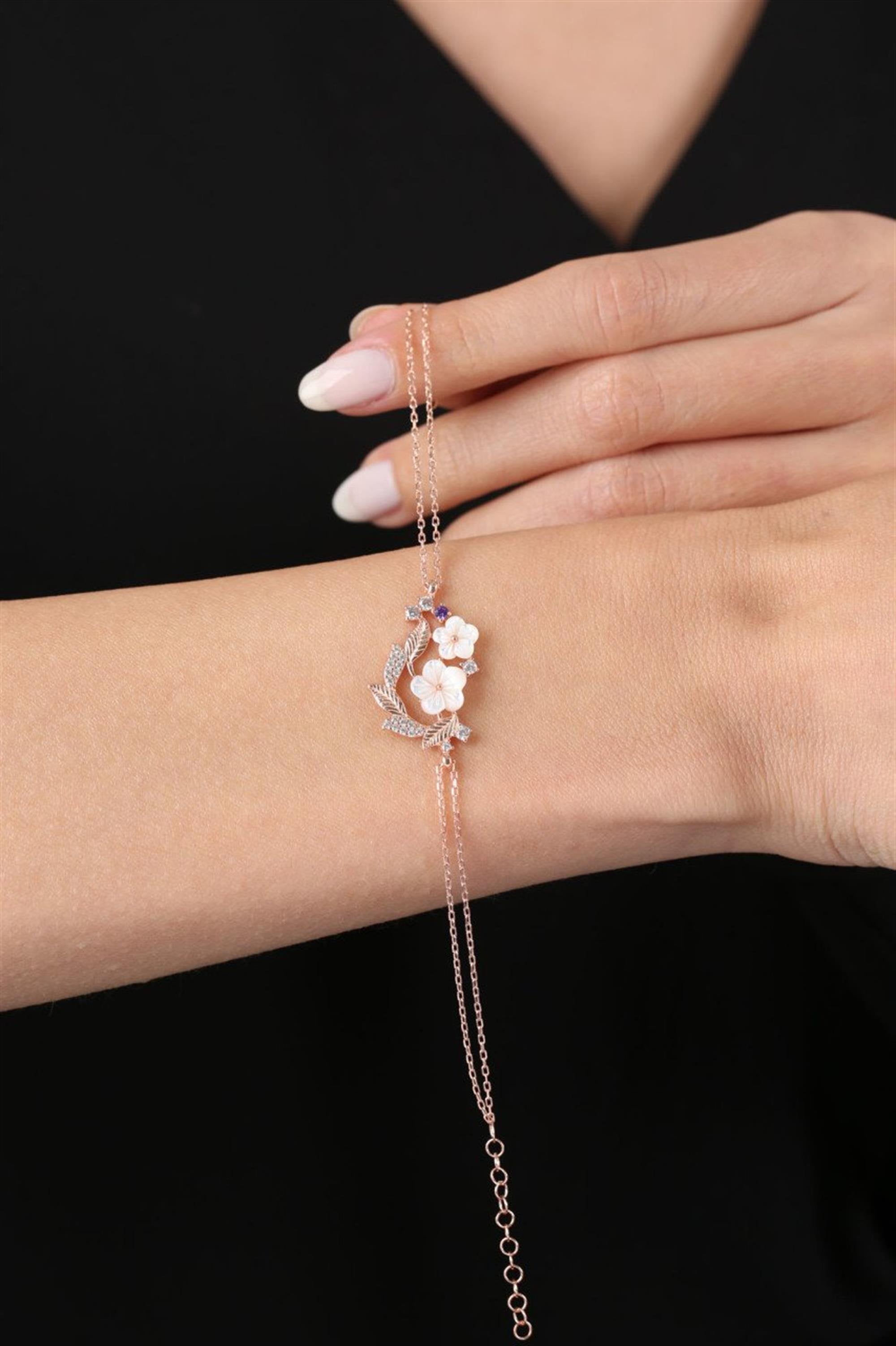 Magnolia Bloom Sparkle Rose Gold Bracelet