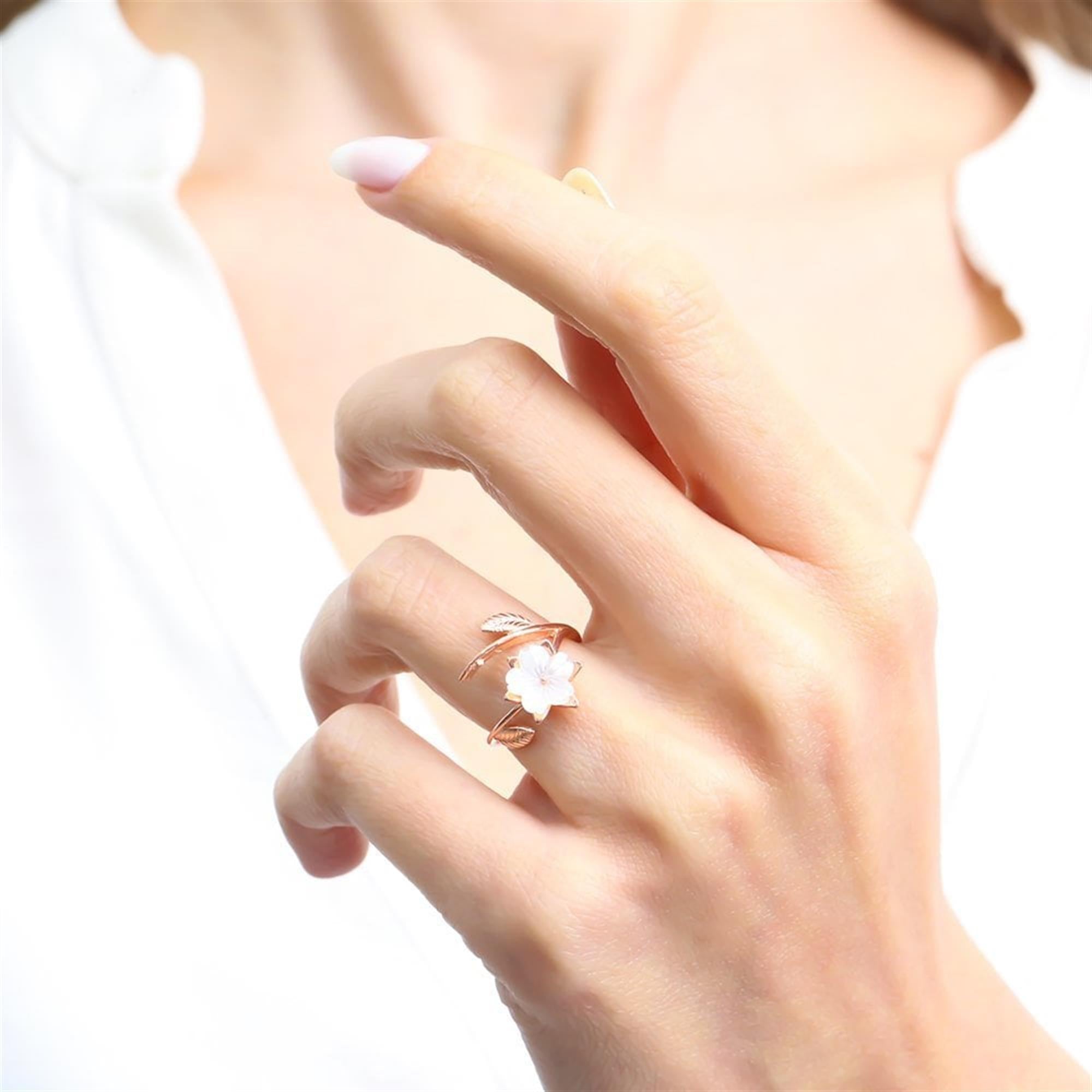 Magnolia Flower Vine Rose Gold Ring