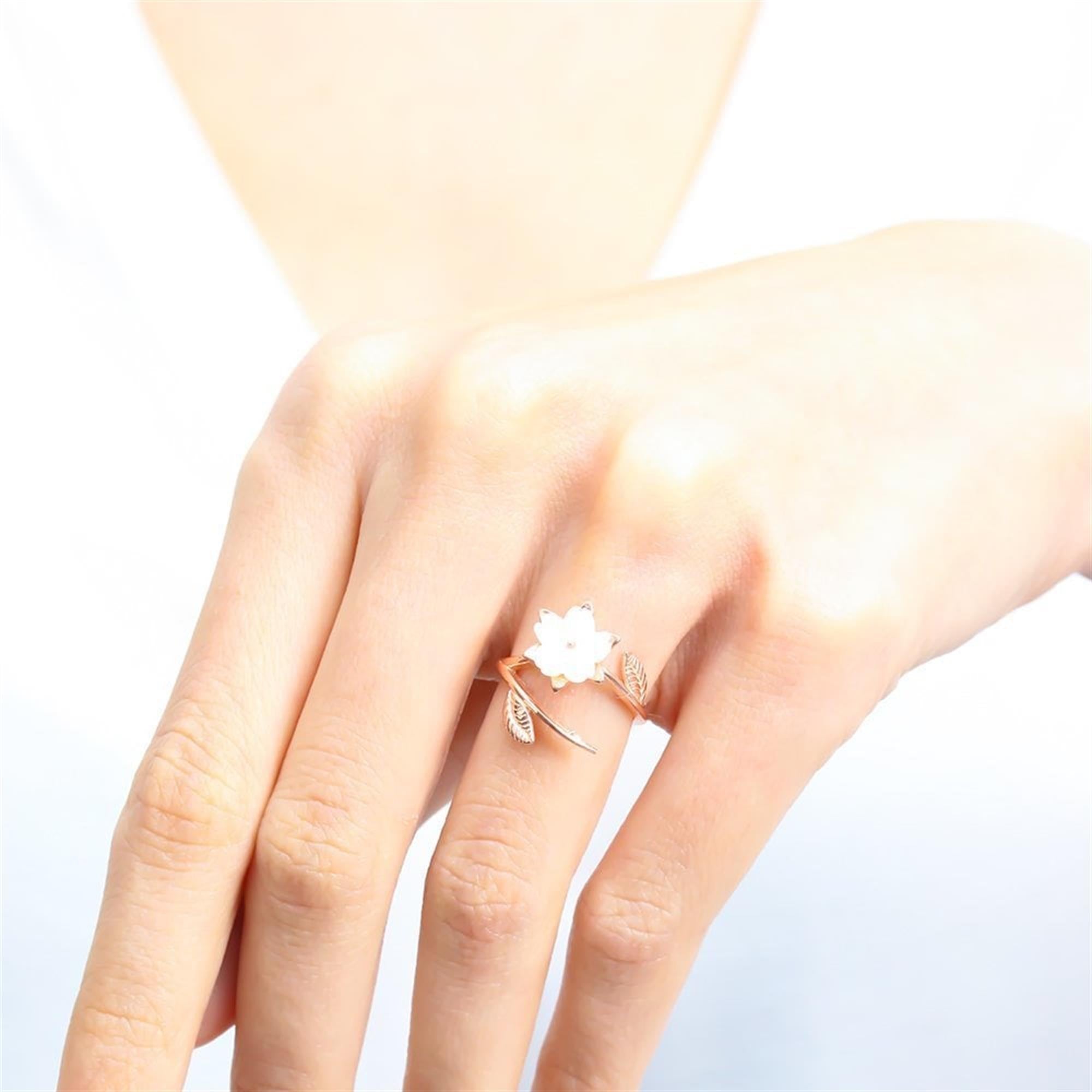 Magnolia Flower Vine Rose Gold Ring