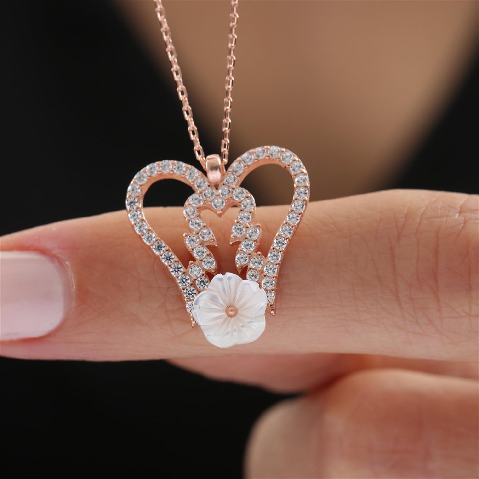 Angel Wing Magnolia Rose Gold Necklace