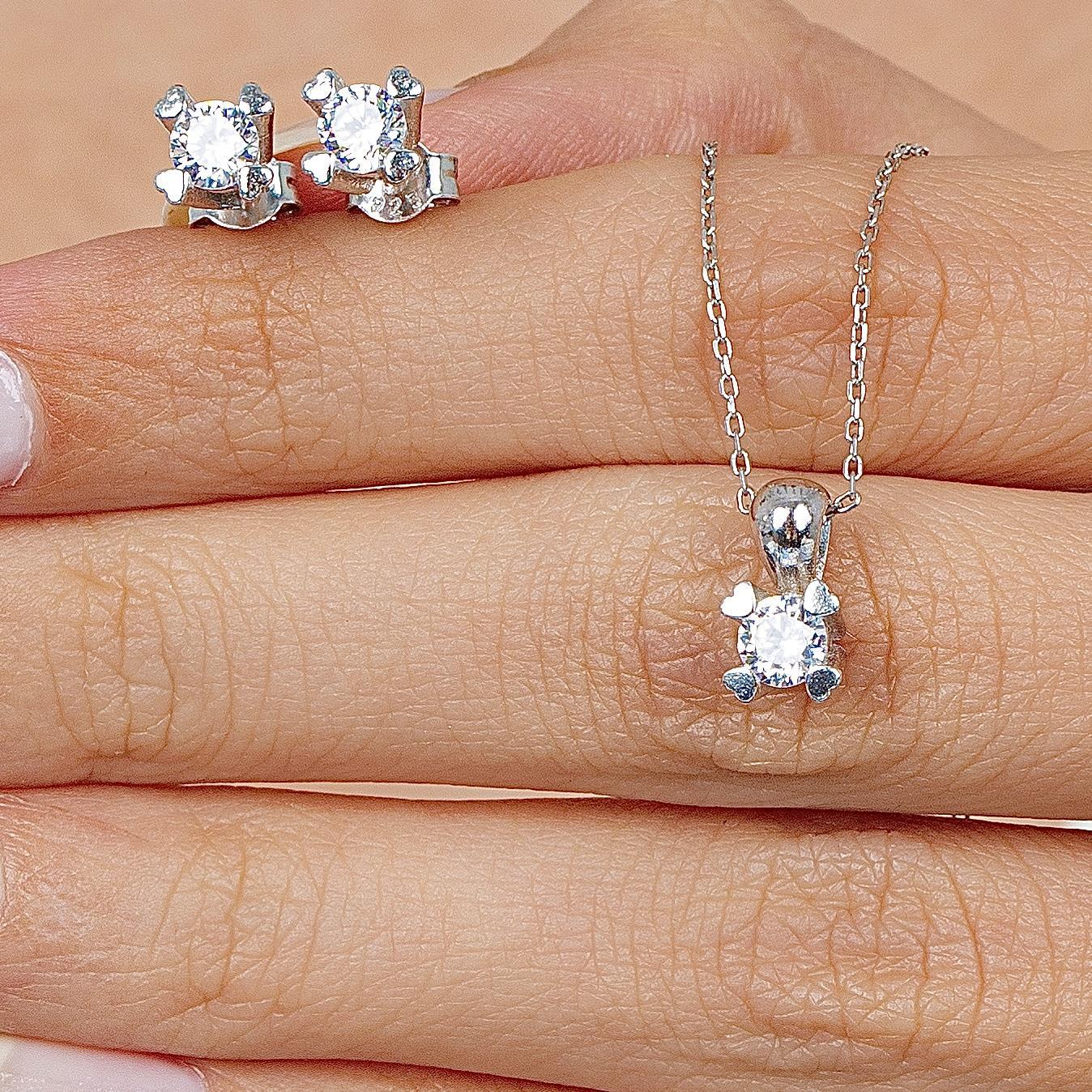 925 Sterling Silver 0.60 Carat Zirconia Solitaire Jewelry Set