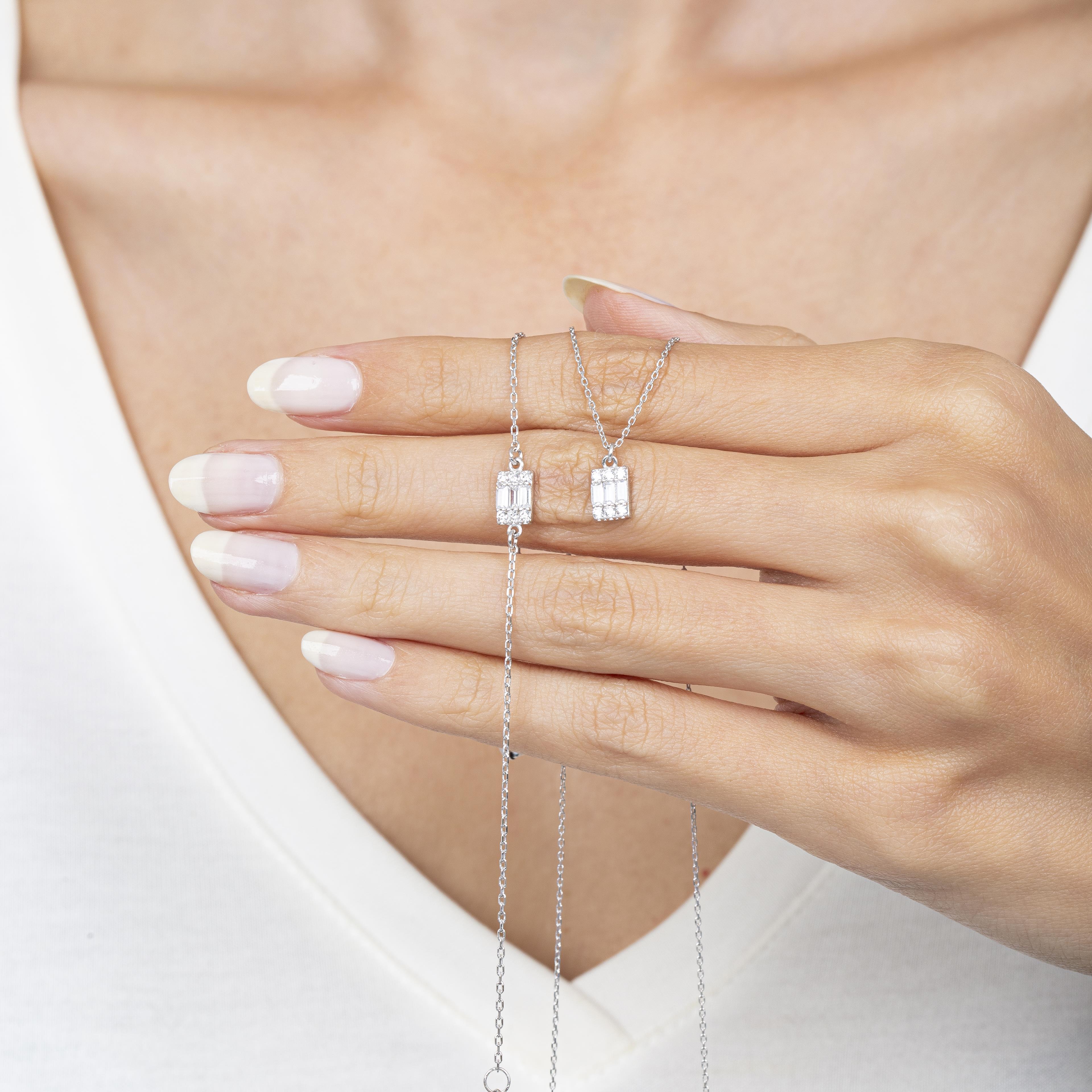 Minimal Baguette Silver Duo Set