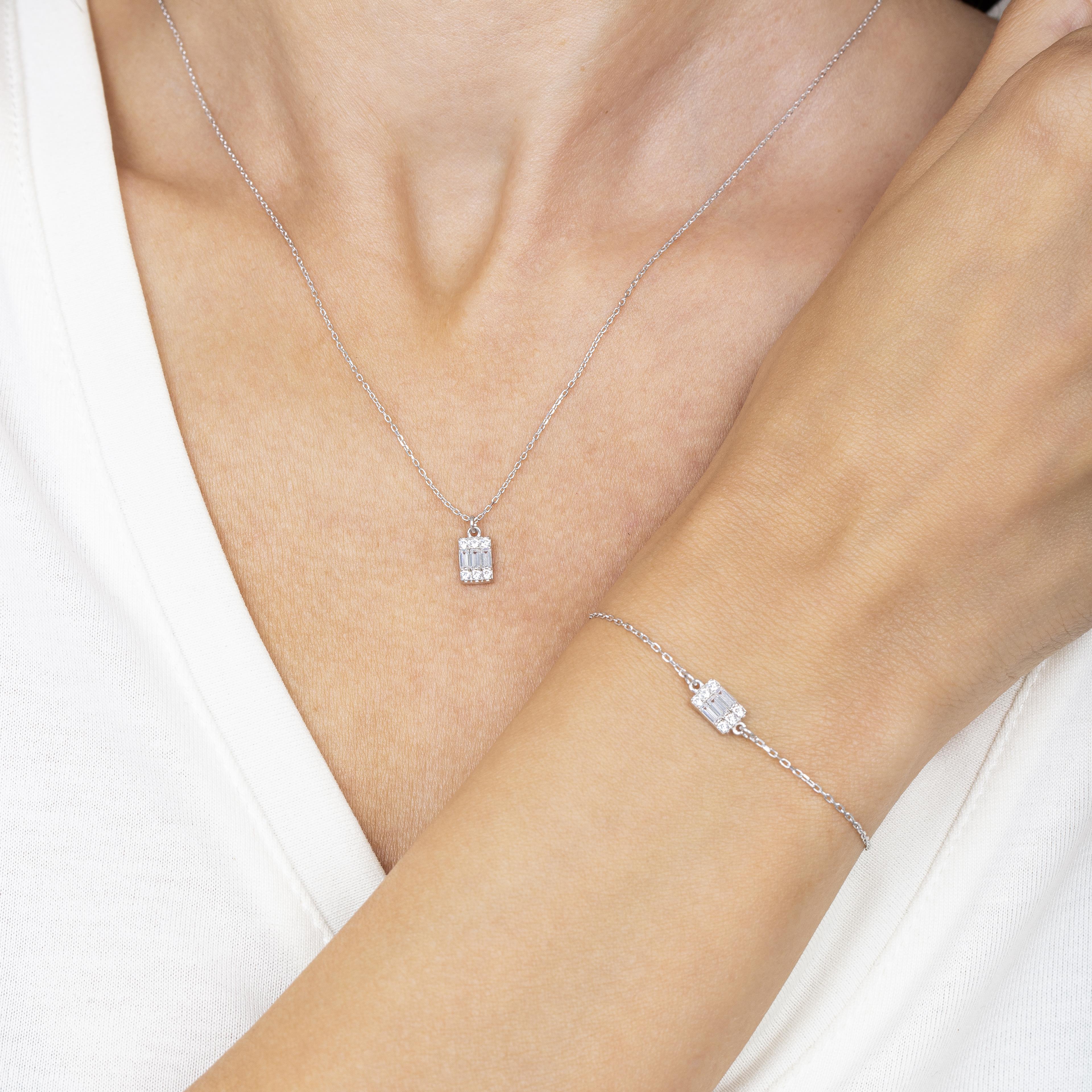Minimal Baguette Silver Duo Set