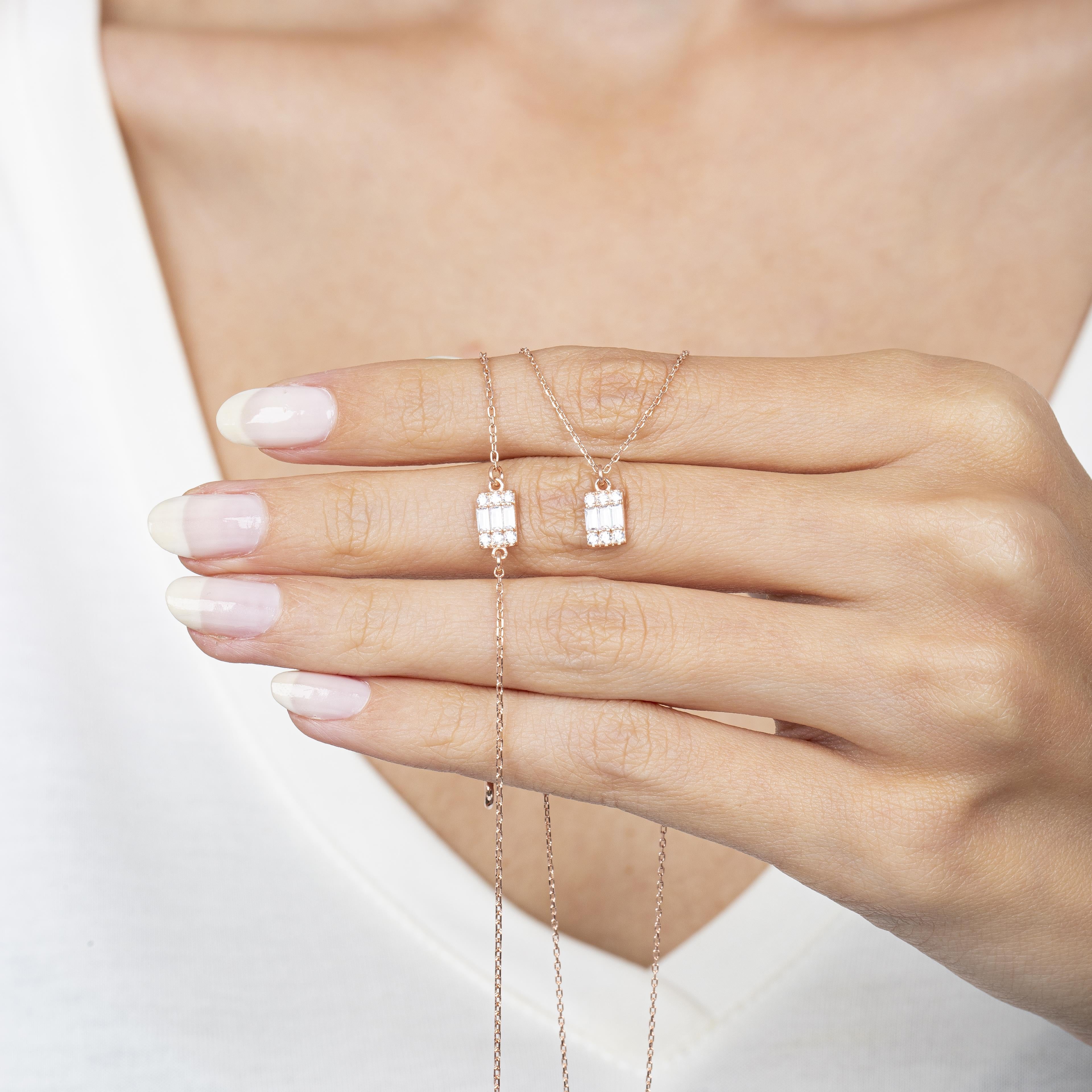 Minimal Baguette Rose Gold Duo Set