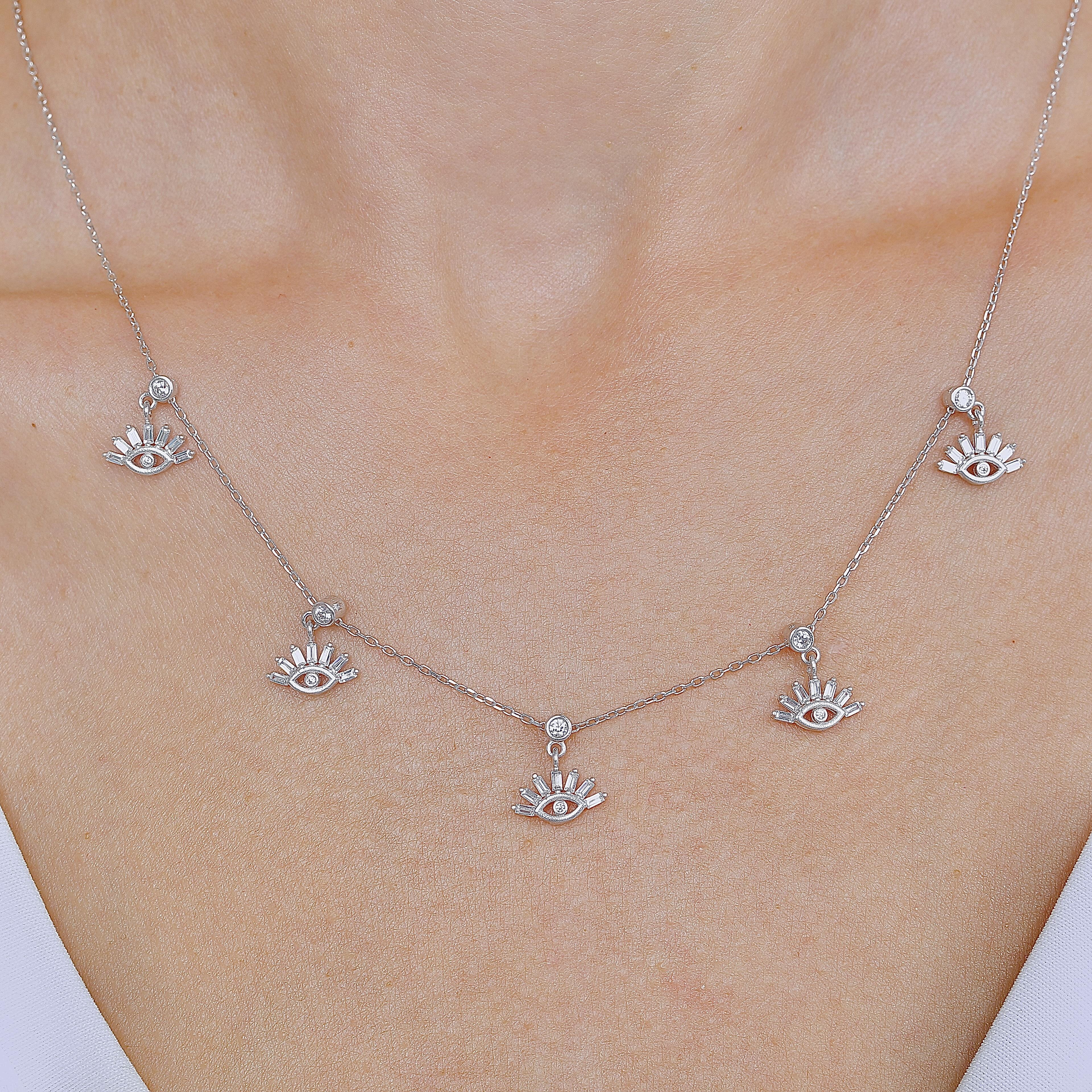 Mystic Devil Eye Lucky Silver Choker Necklace