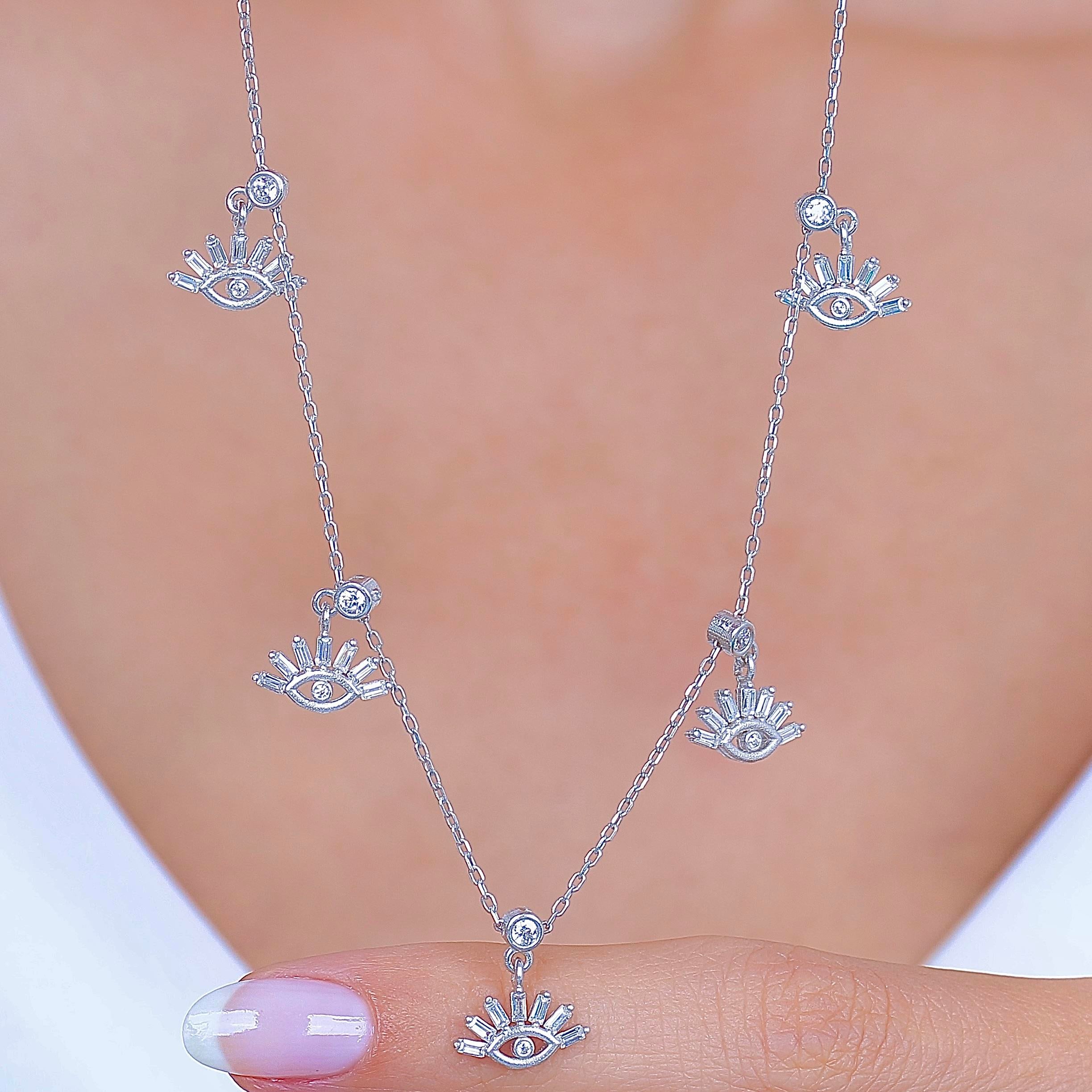 Mystic Devil Eye Lucky Silver Choker Necklace