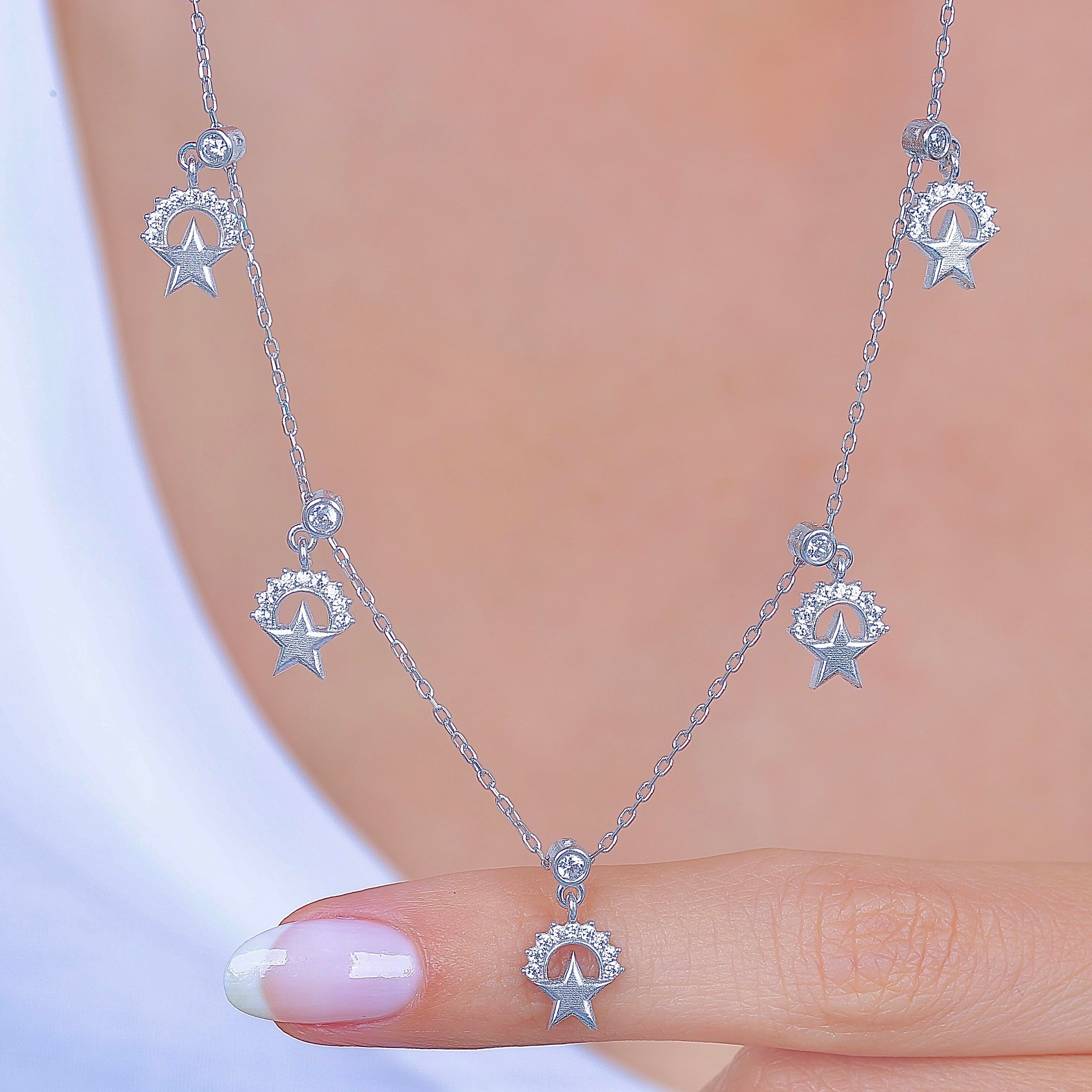 Freedom Star Lucky Silver Choker Necklace