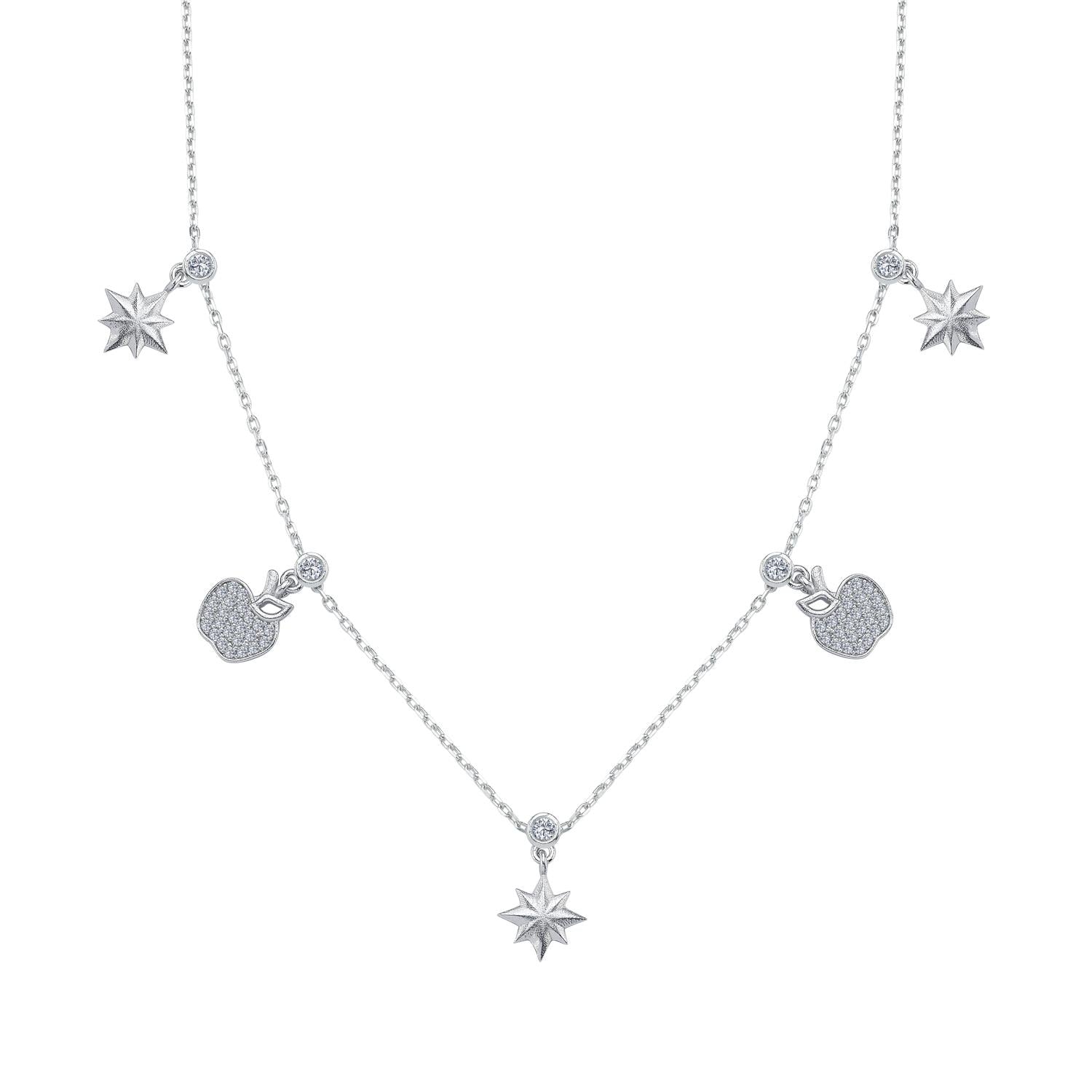Sparkling Apples Luck Silver Choker Necklace