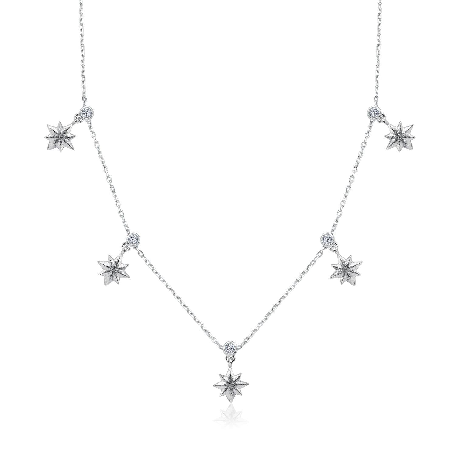Sparkling Polaris Lucky Choker Silver Necklace