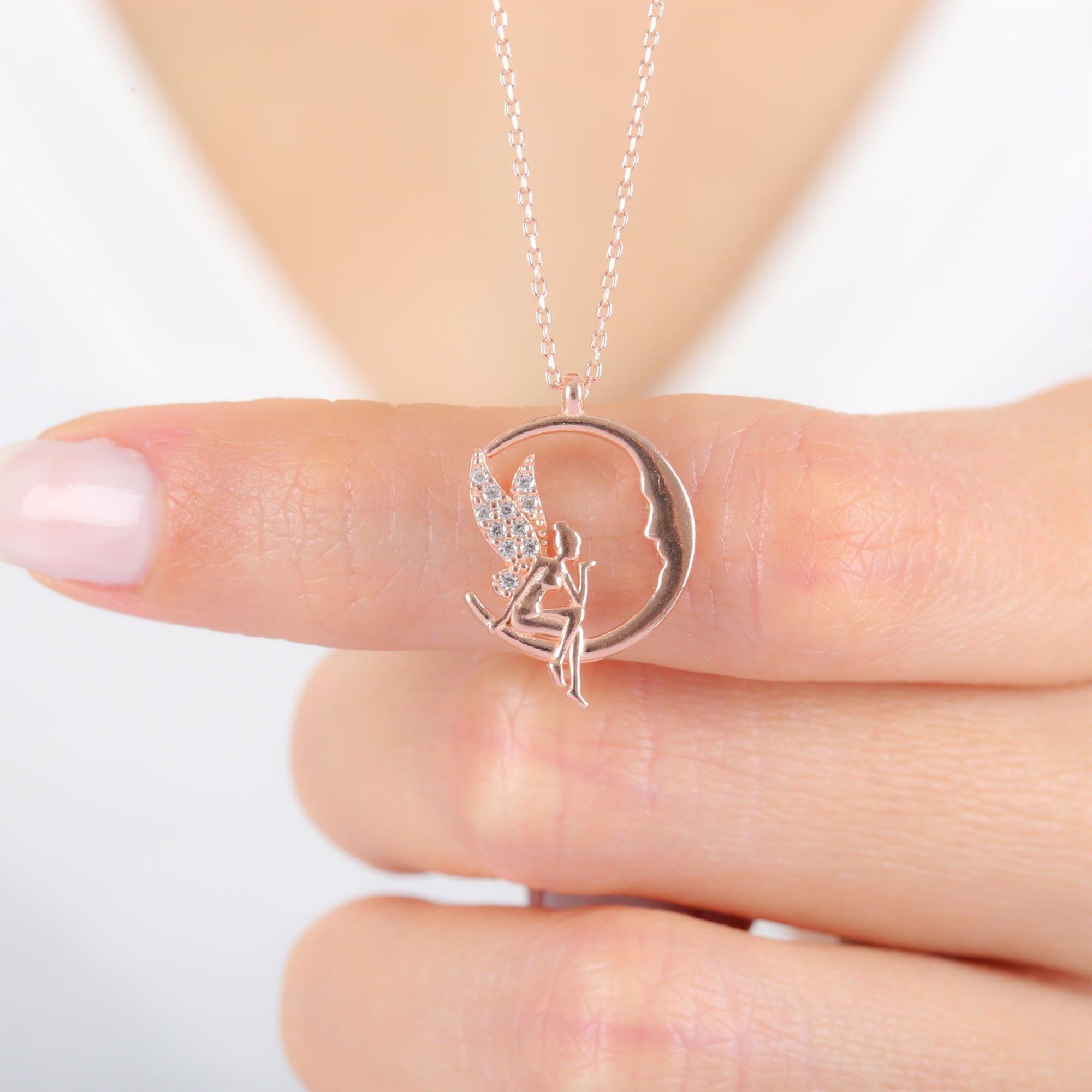 Dainty Fairy Dream Crescent Rose Gold Necklace
