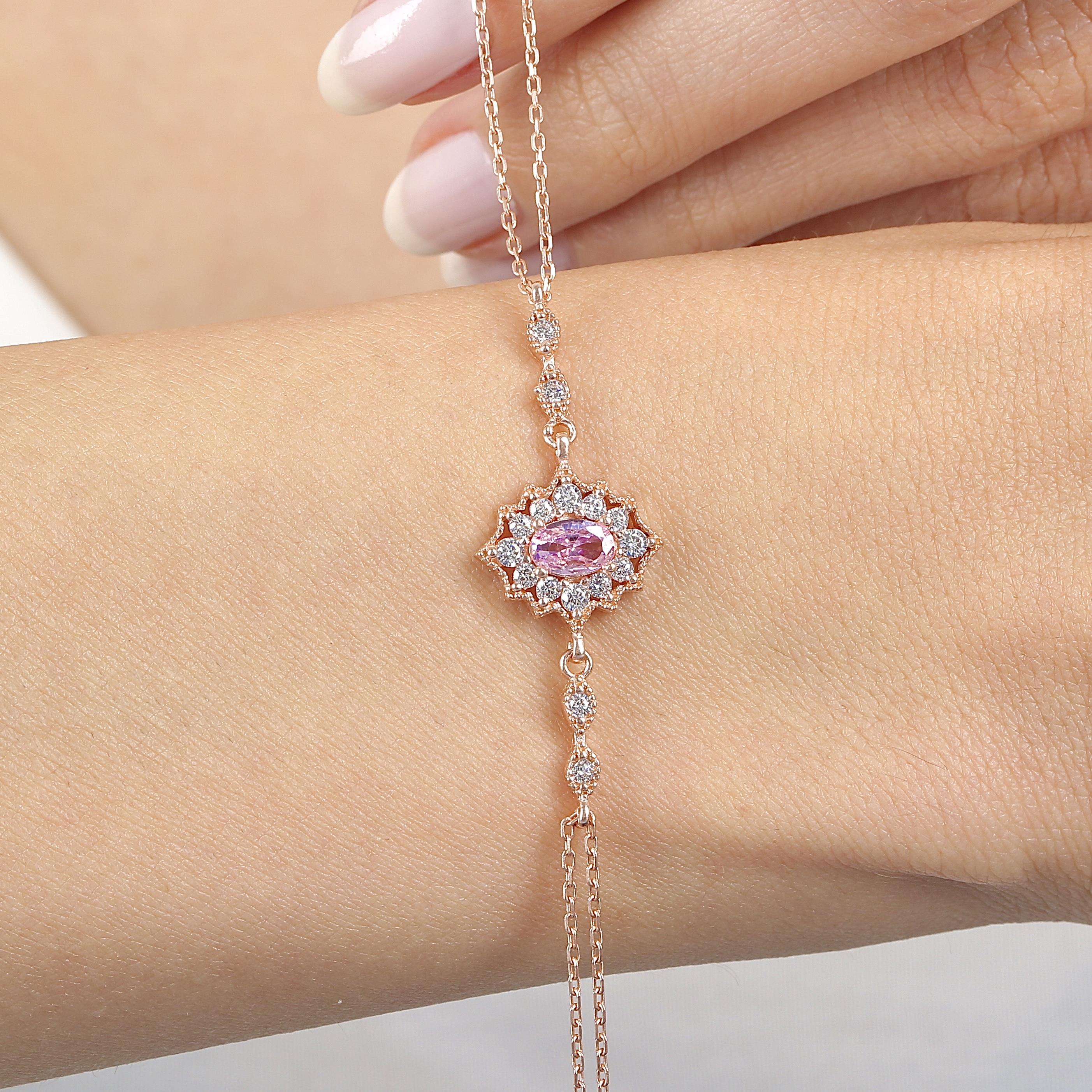 Pink Stone Noble Bohemian Vintage Rose Gold Bracelet