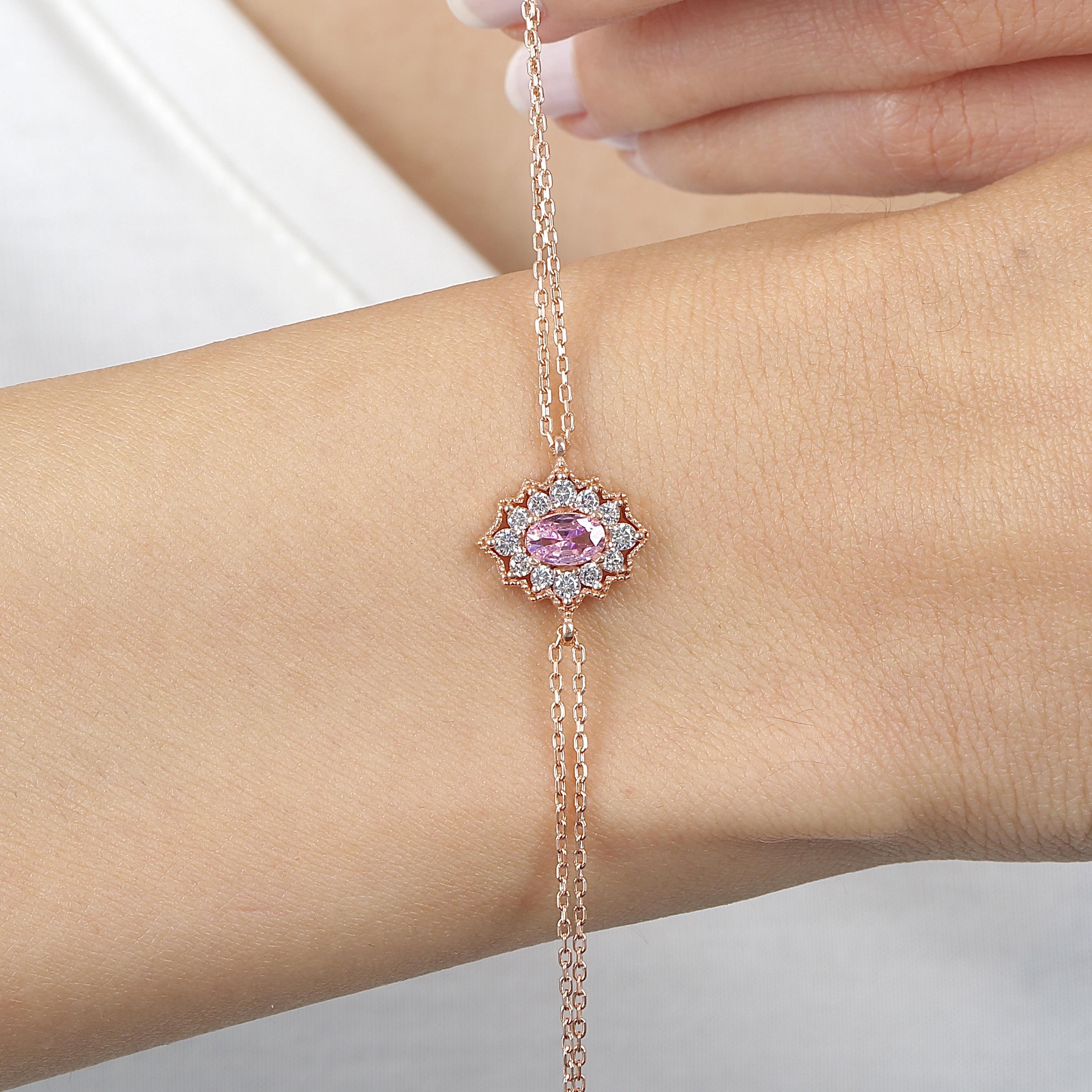 Pink Stone Bohemian Vintage Rose Gold Bracelet
