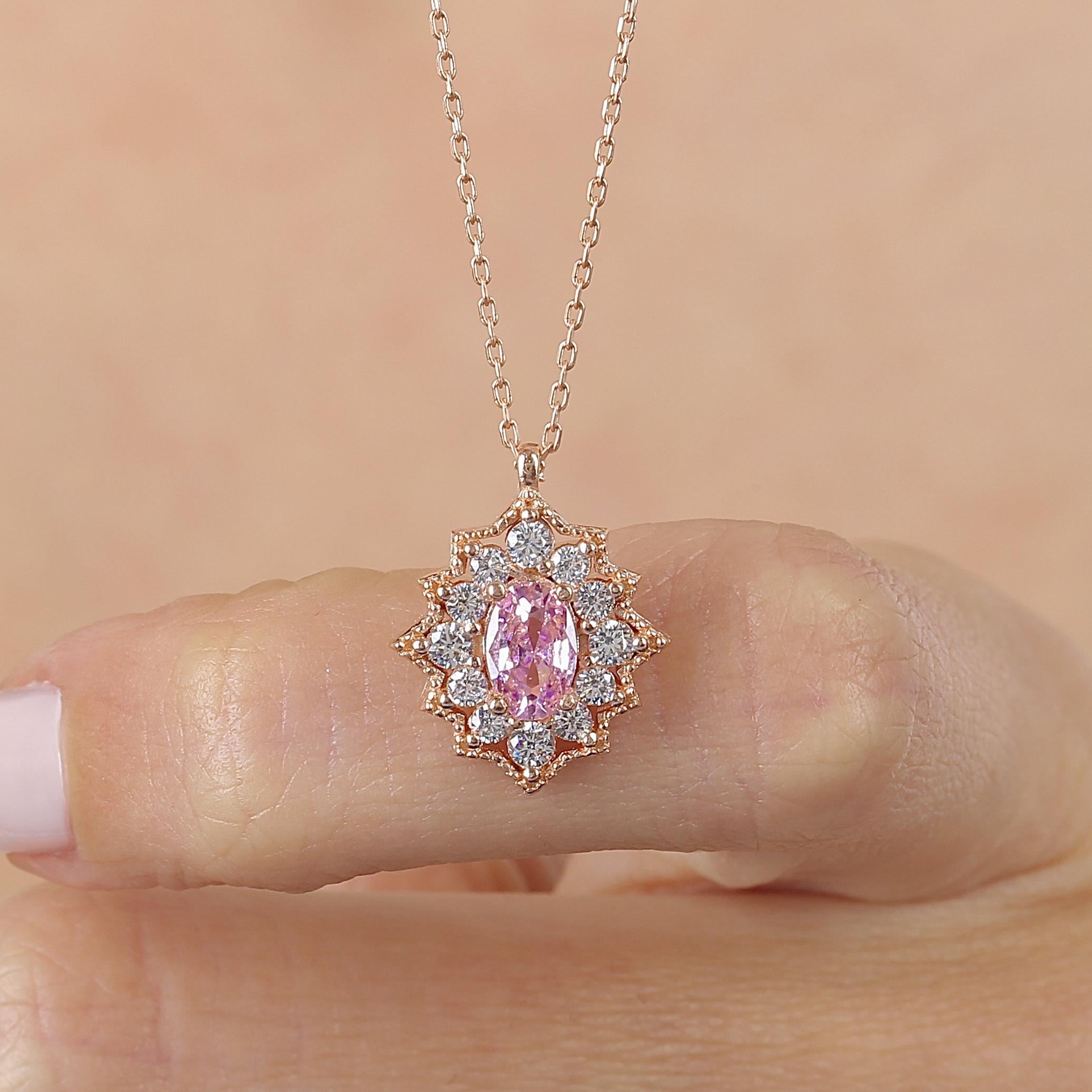 Pink Stone Bohemian Vintage Rose Gold Necklace