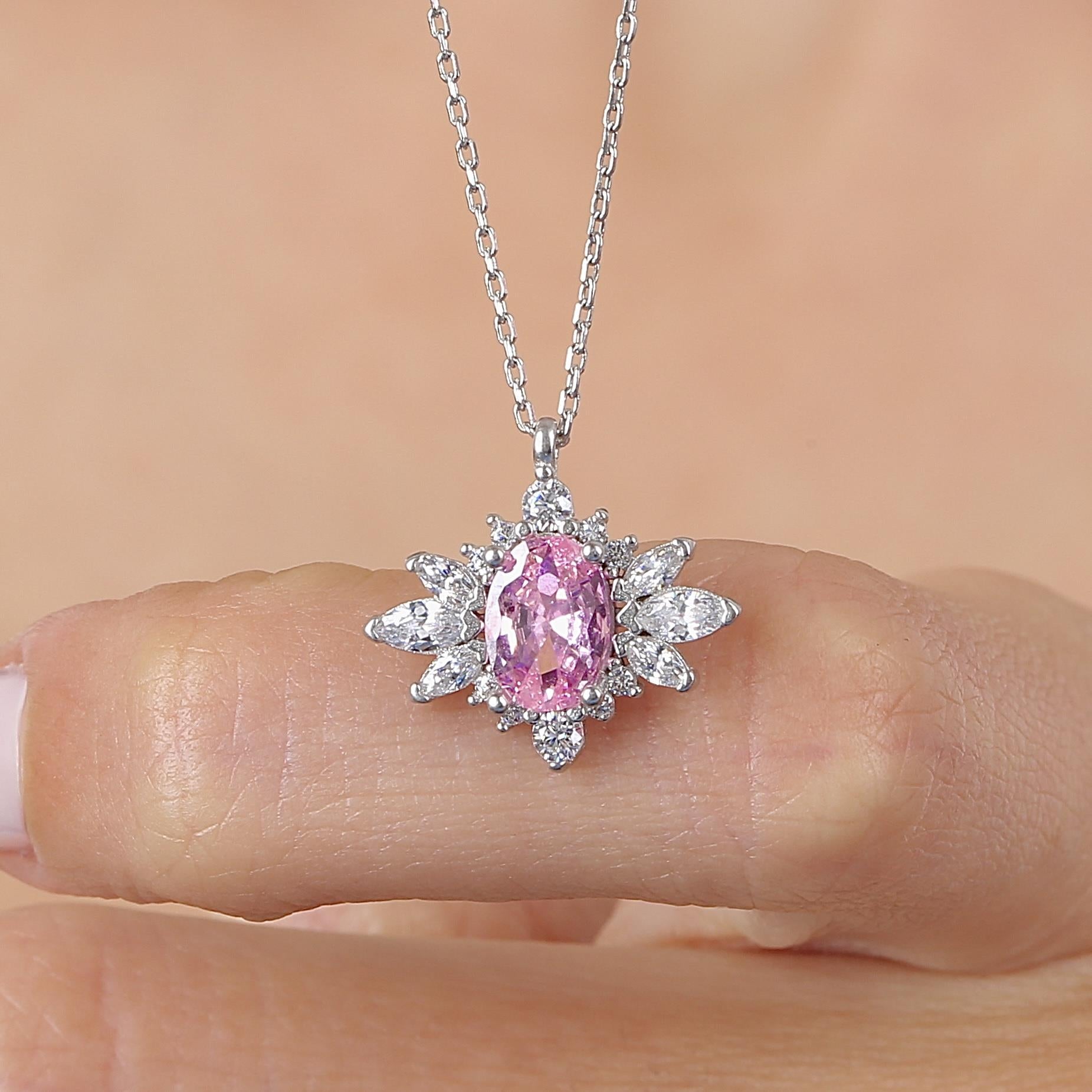 Pink Princess Star Vintage Silver Necklace