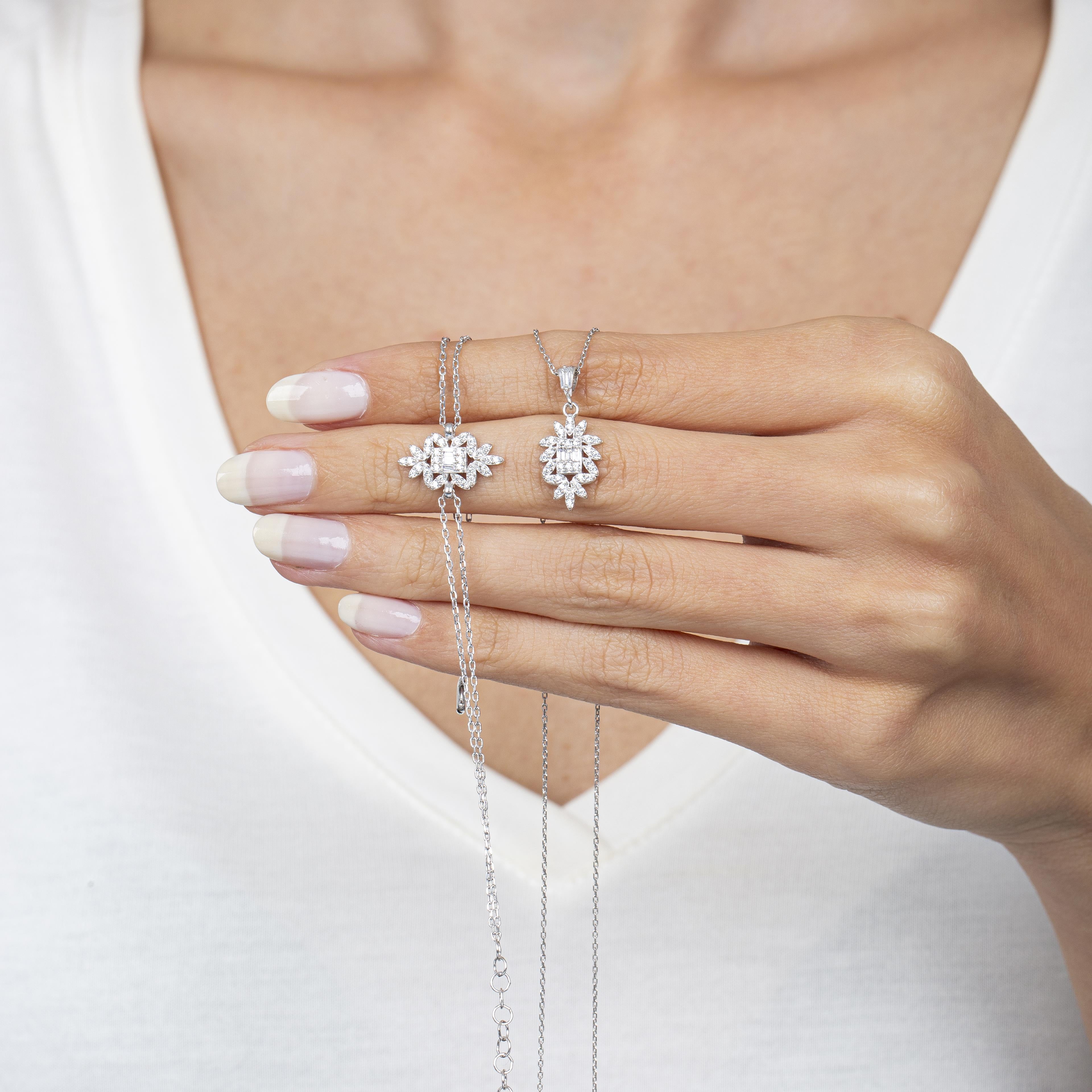 Diamond Baguette Tale Simplicity Seal Silver Jewelry Set