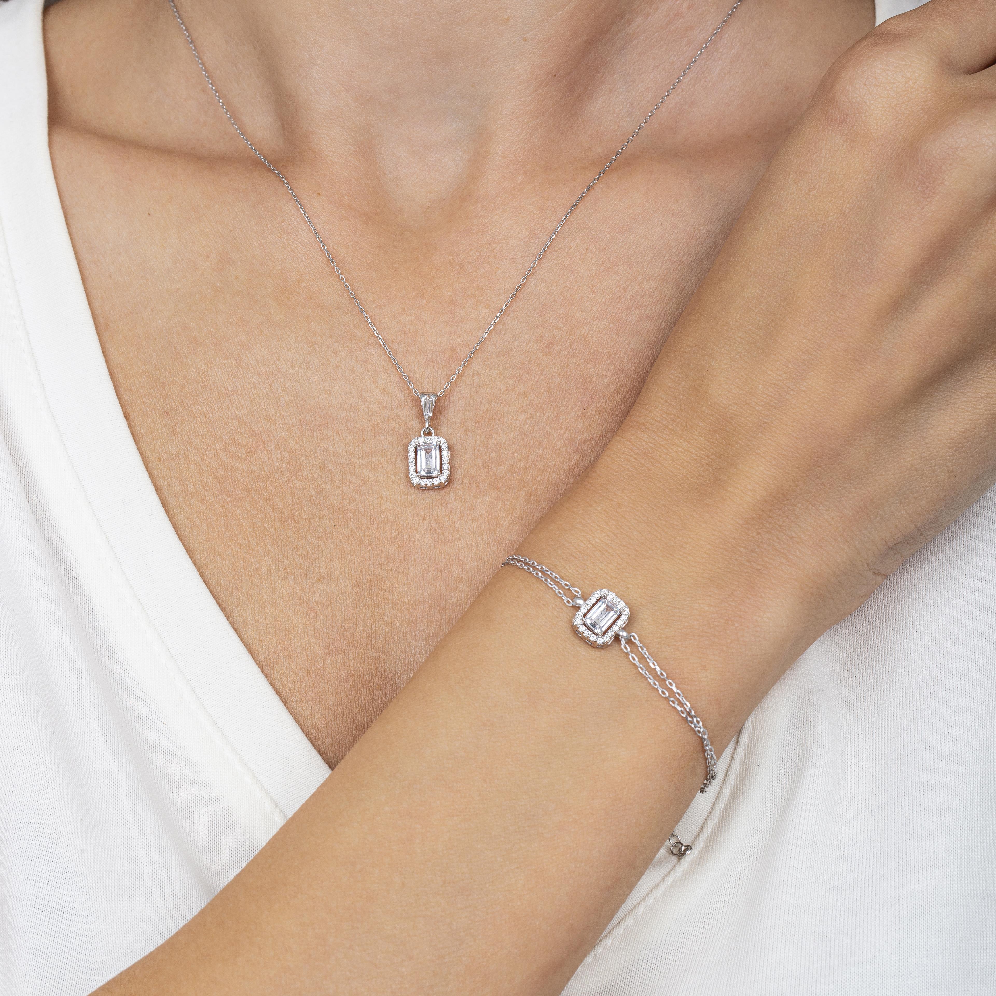 Diamond Sparkling Simple Simplicity Seal Silver Jewelry Set