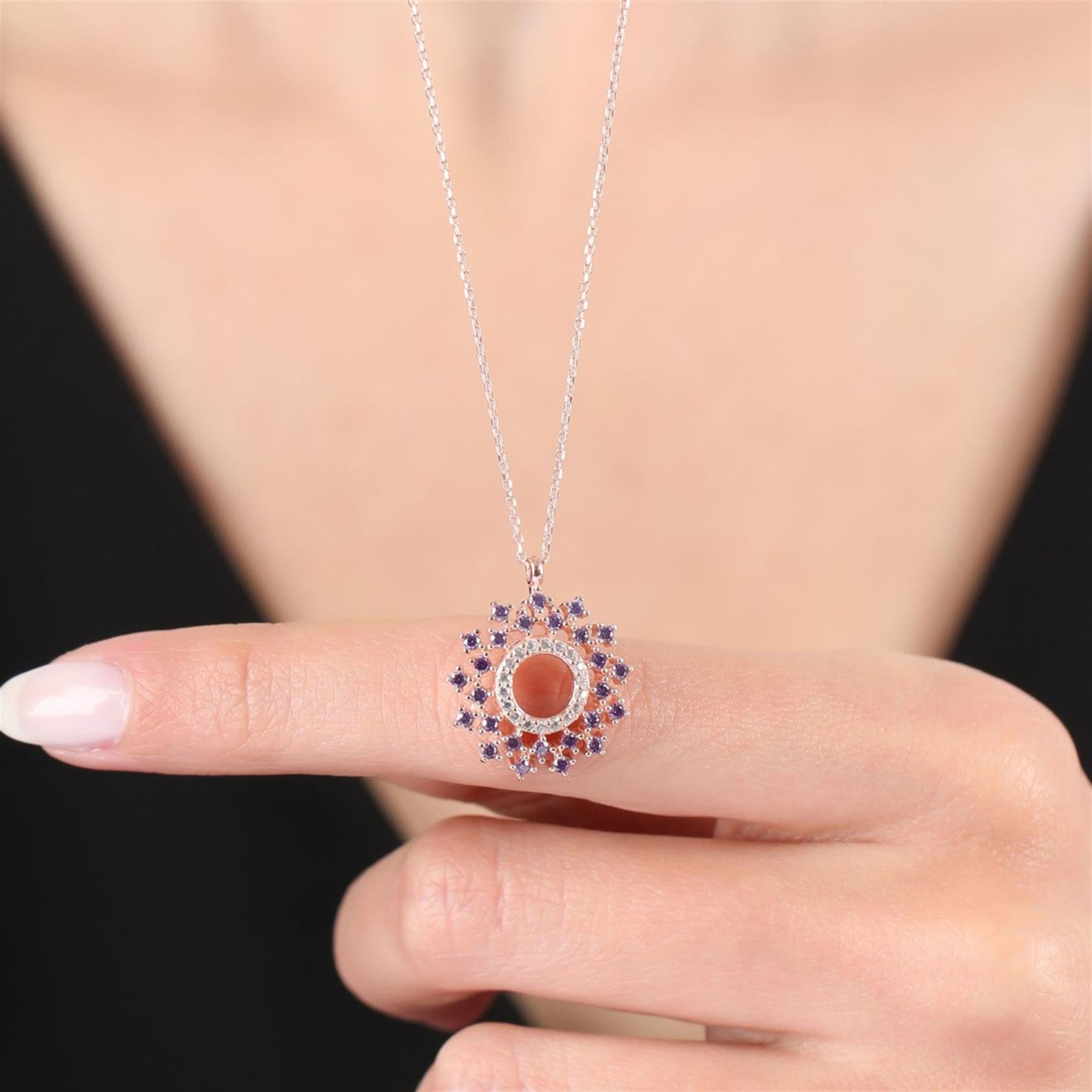 Diamond Amethyst Galaxy Rose Gold Pendant Necklace