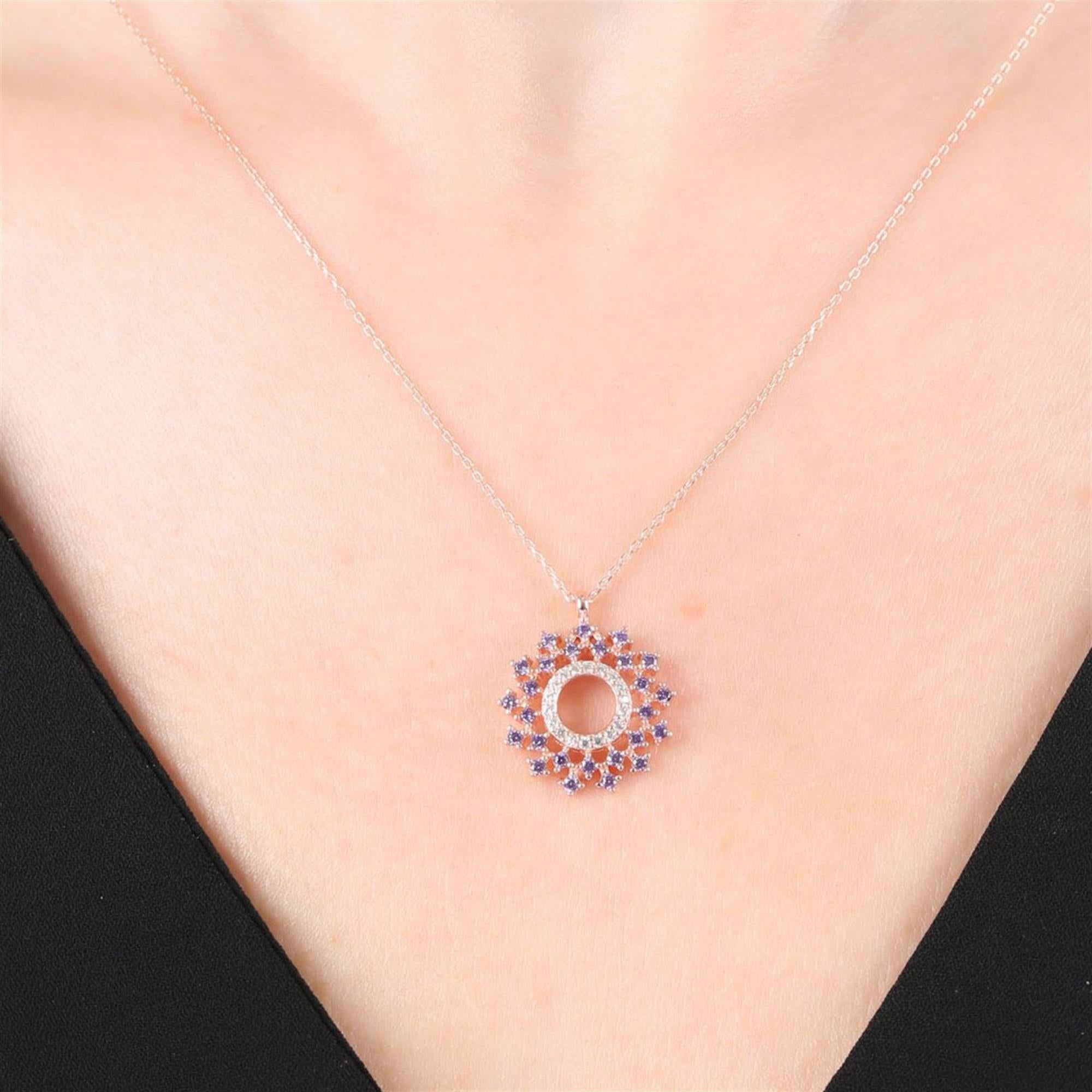 Diamond Amethyst Galaxy Rose Gold Pendant Necklace