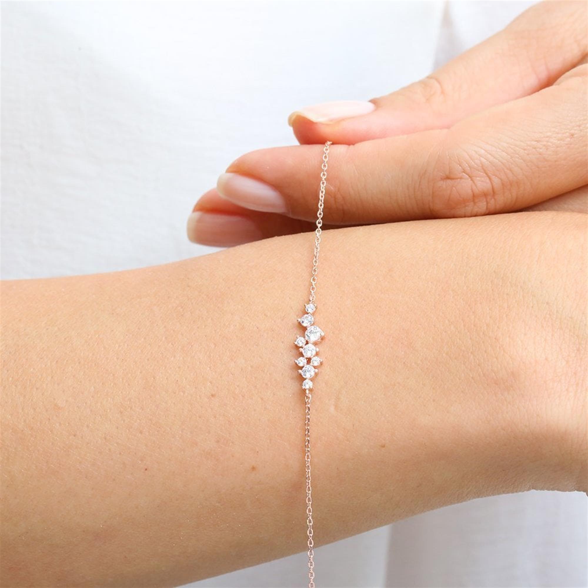 Diamond Asymmetric Sparkle Rose Gold Bracelet