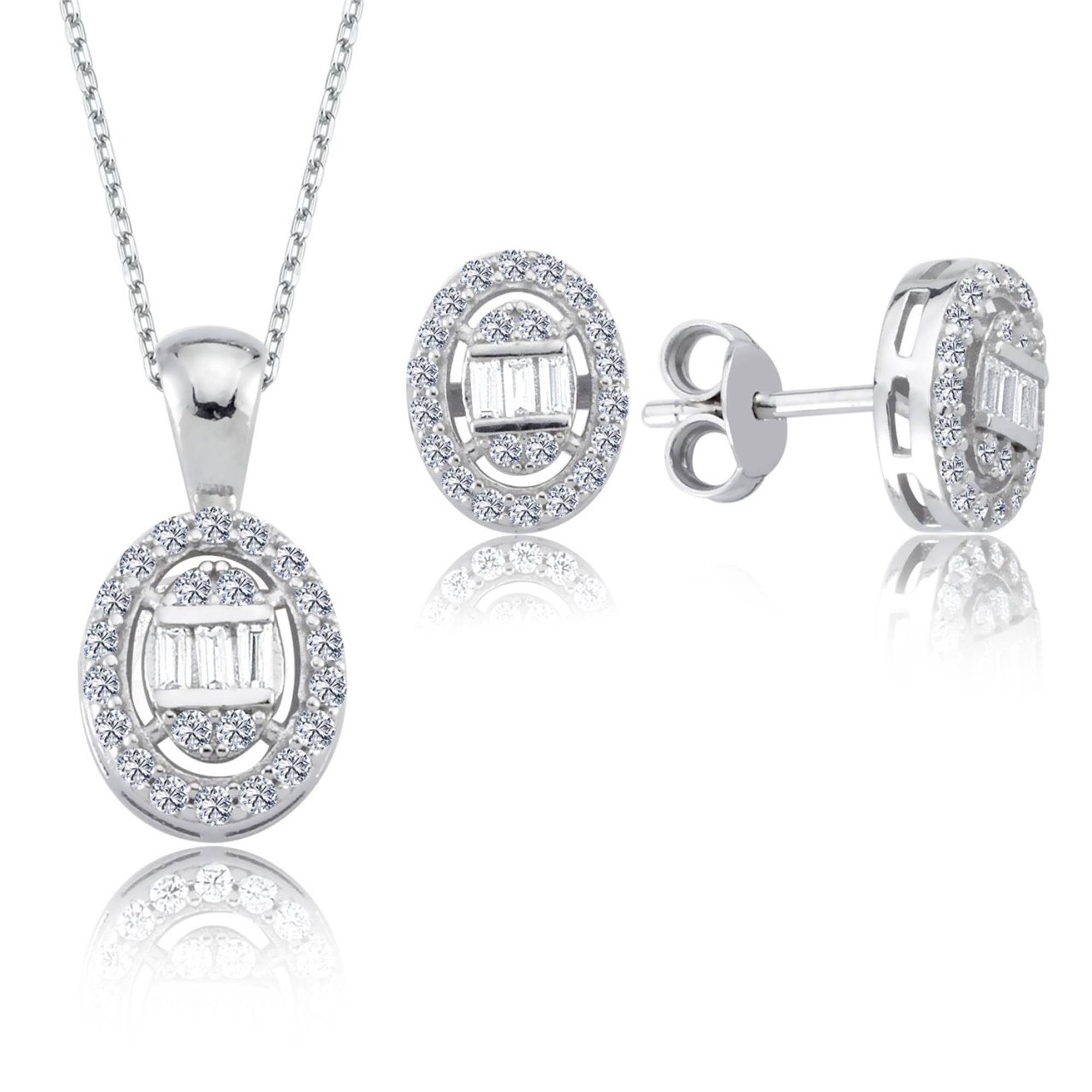 Diamond Oval Baguette Jewelry Set