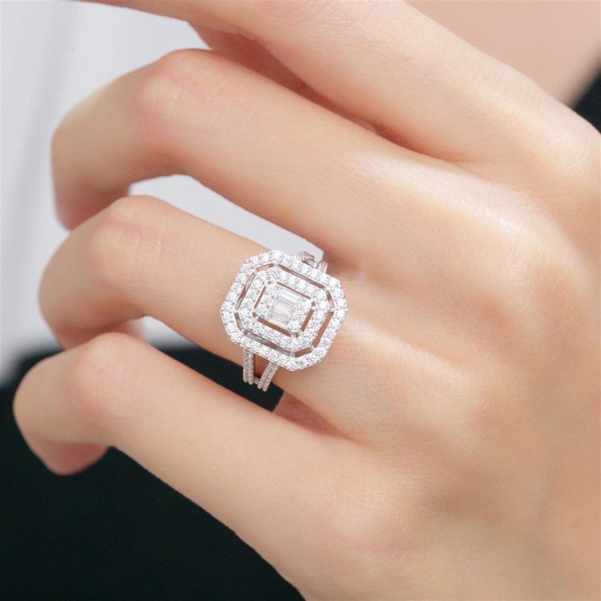 Diamond Cluster Baguette Ring