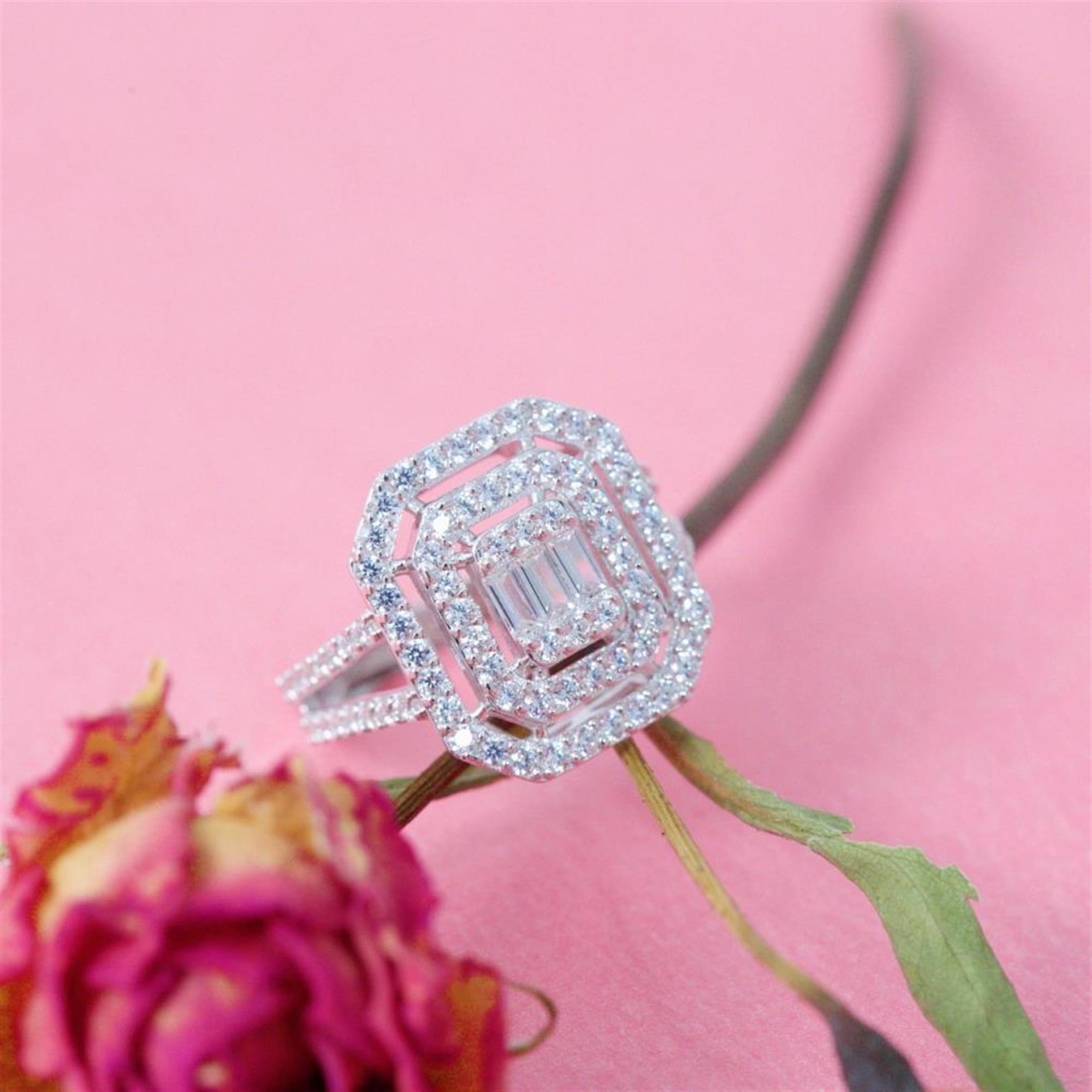 Diamond Cluster Baguette Ring