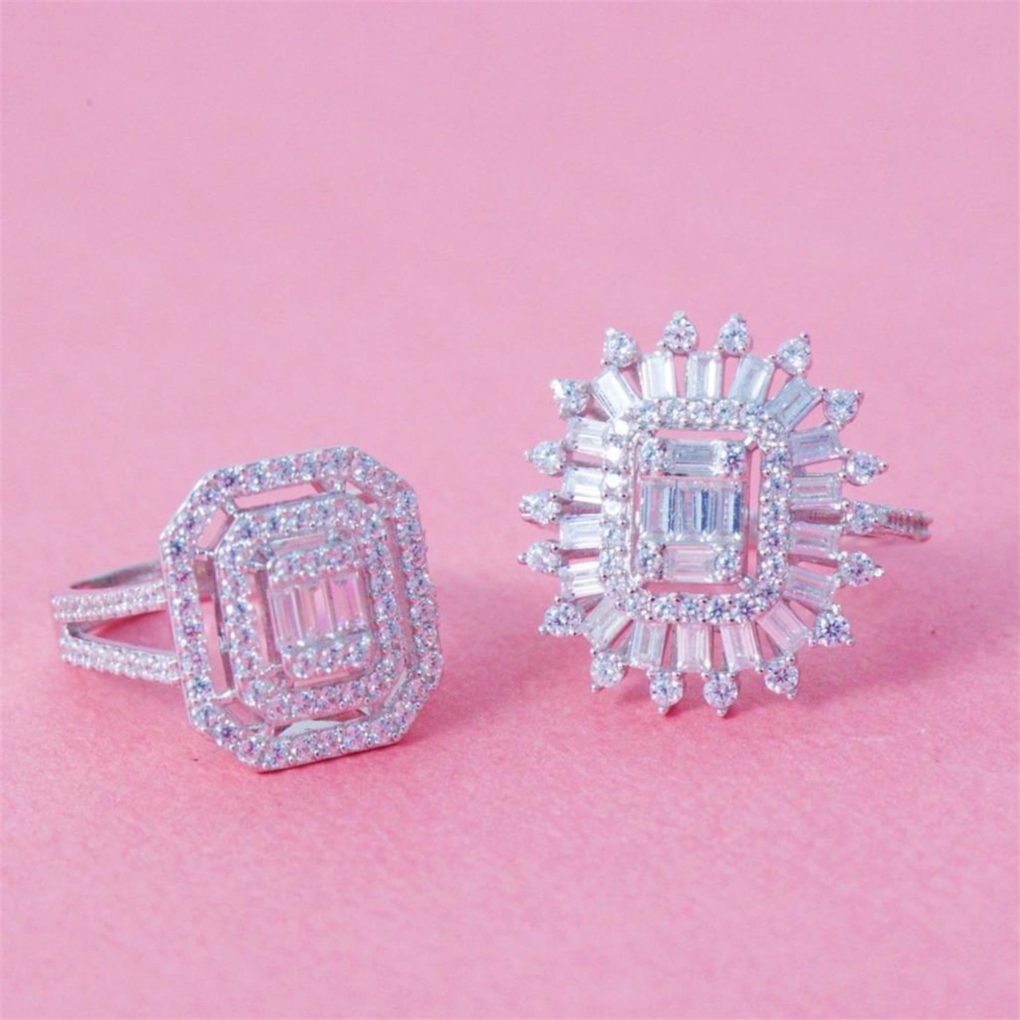 Diamond Cluster Baguette Ring